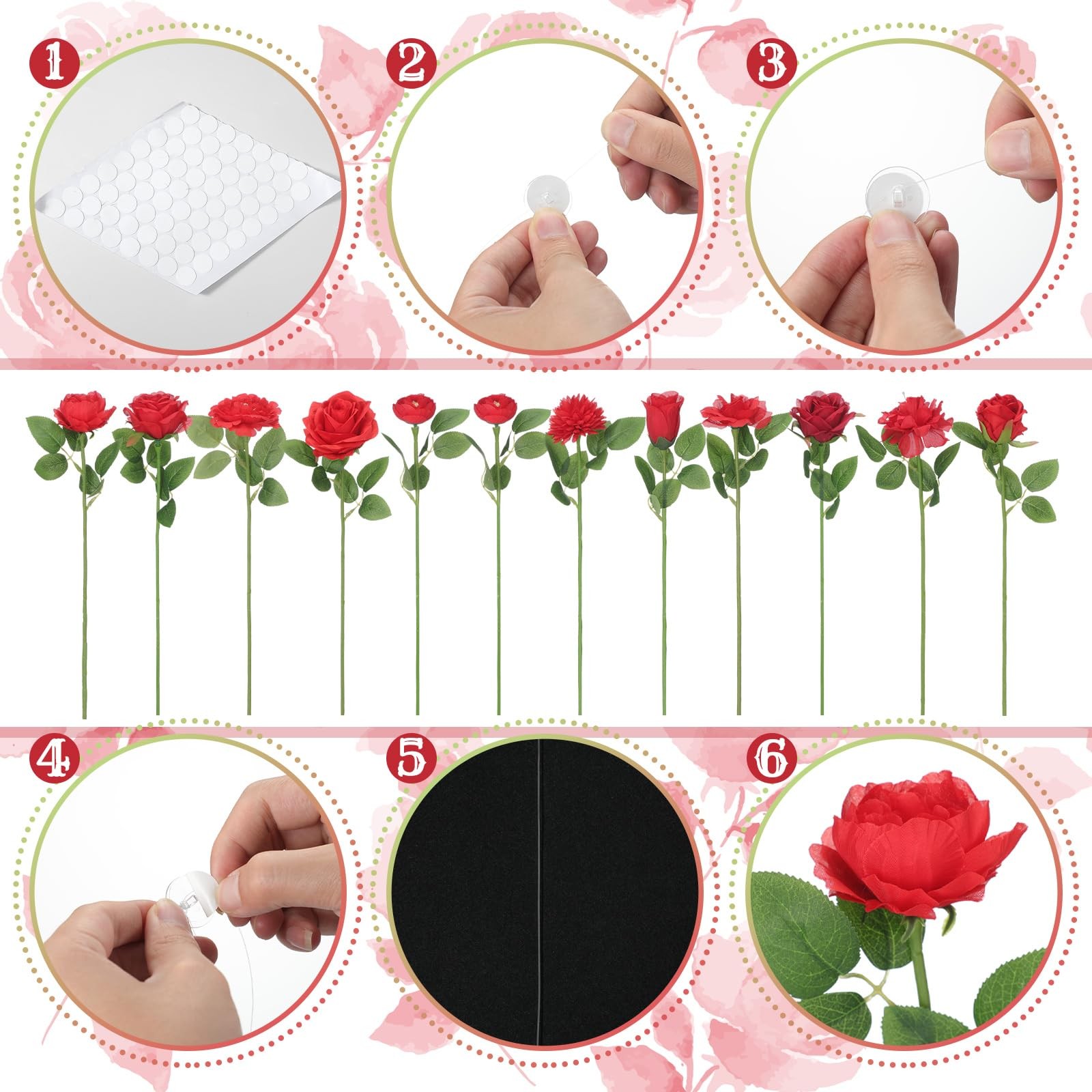 120 Pack Red Roses Artificial Flowers Bulk Hanging Floating Garland Fake Red …