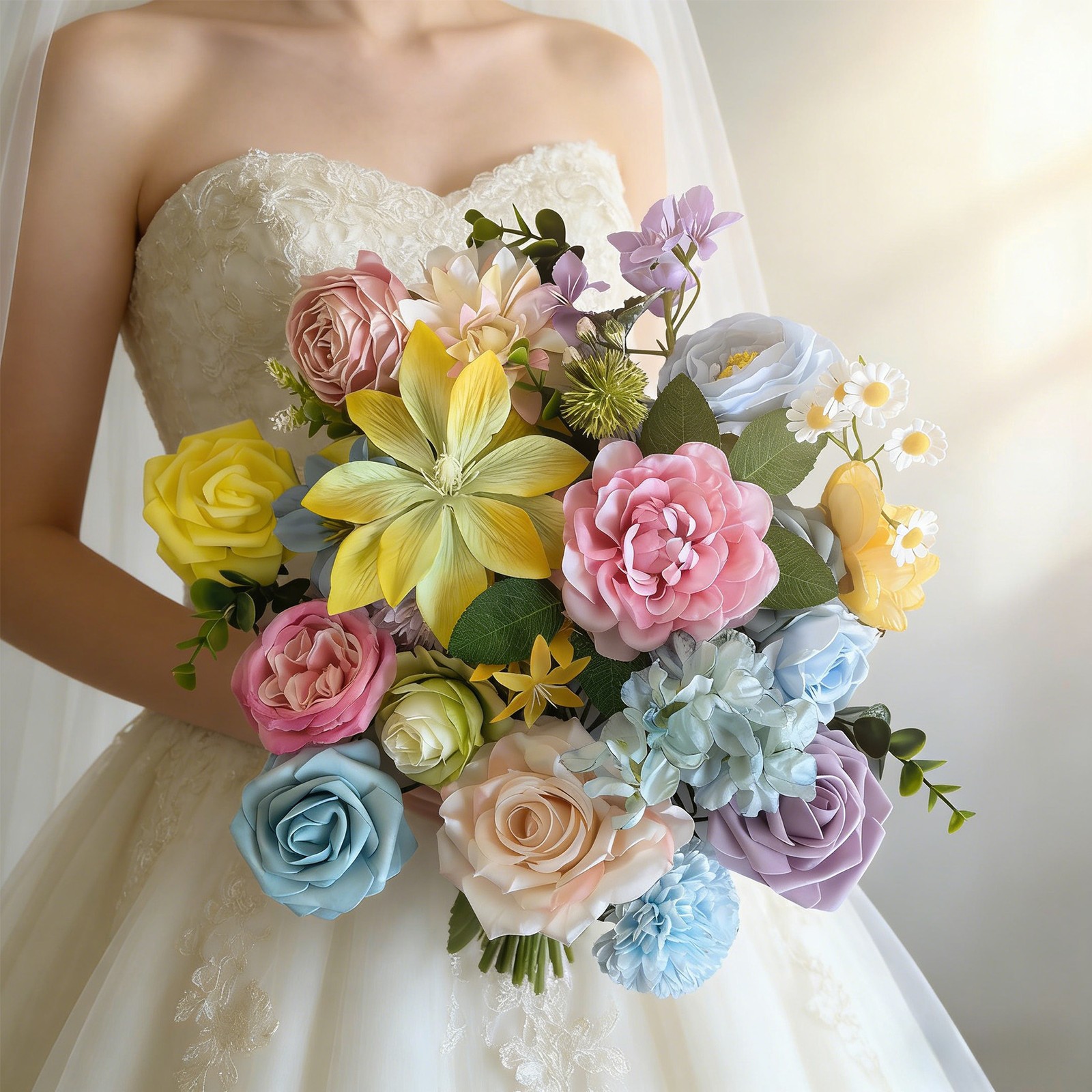 30PCS Artificial Silk Flowers Bulk for Home Decor Faux Floral Stems w/ Iron Wire