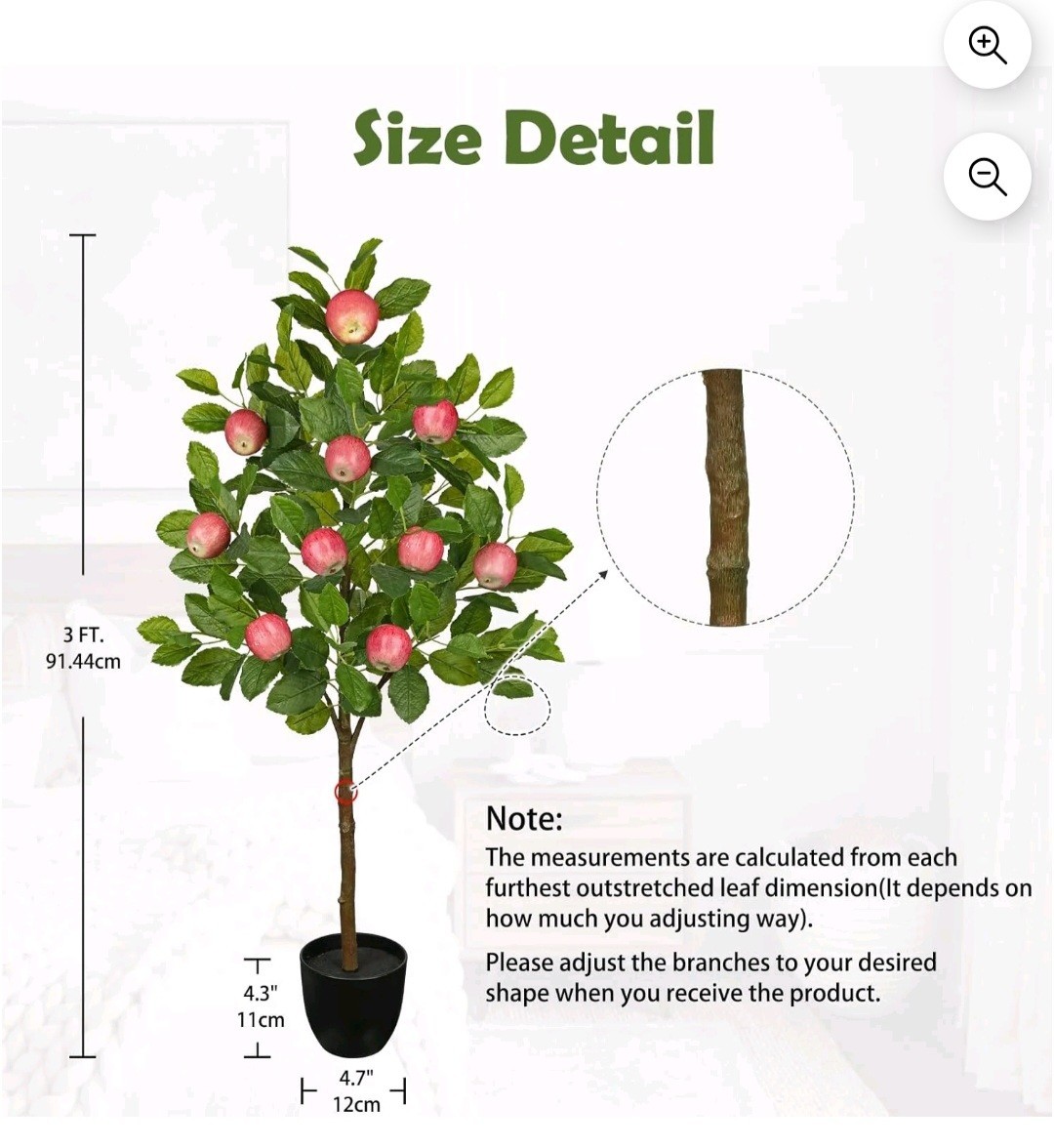 Artificial Apple Tree 3ft Fake Fruits Plant in Pot Large Floor Decor for Home…