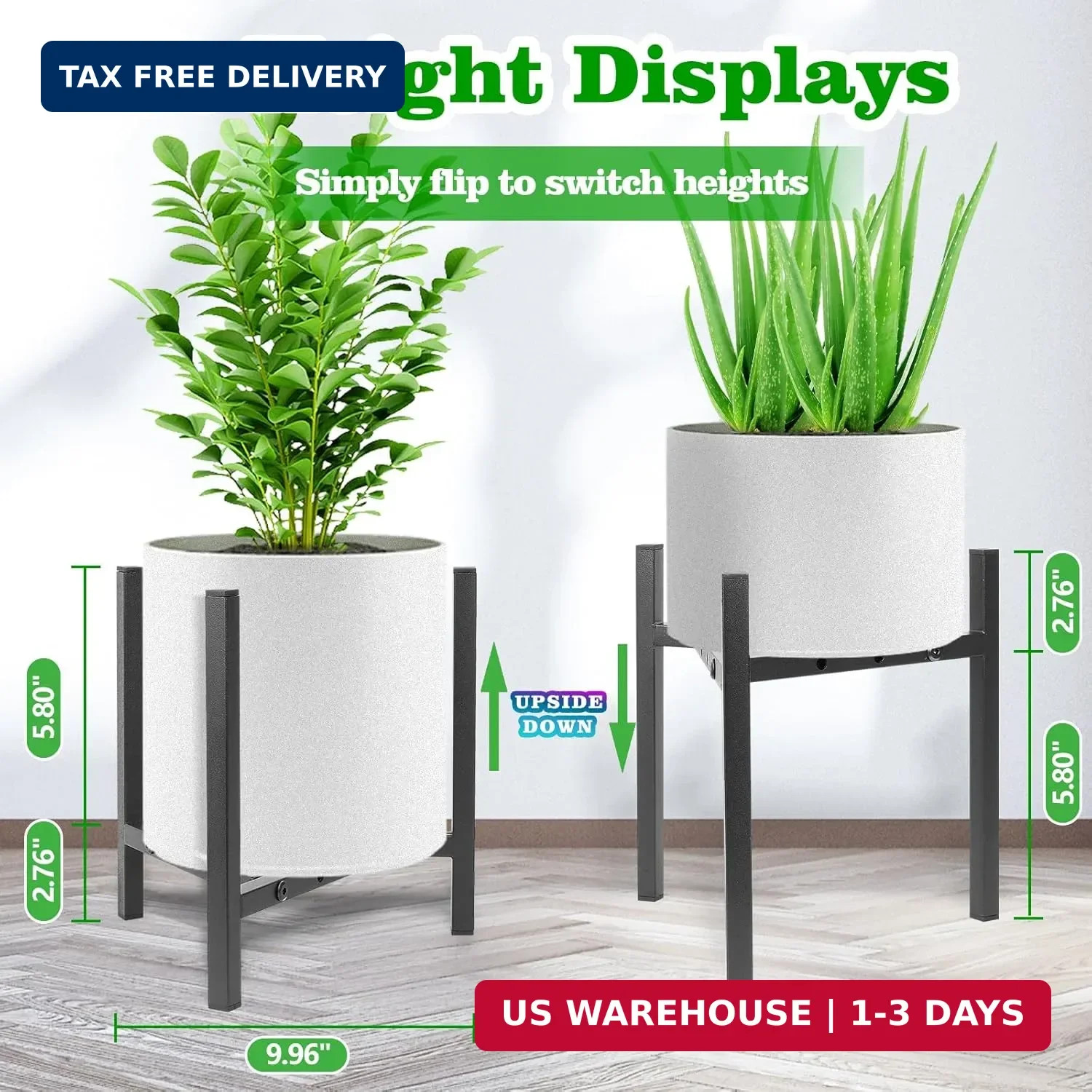 Airpark Plant Stand Indoor Adjustable, Metal Modern Plant Stands, Heavy Duty Sta
