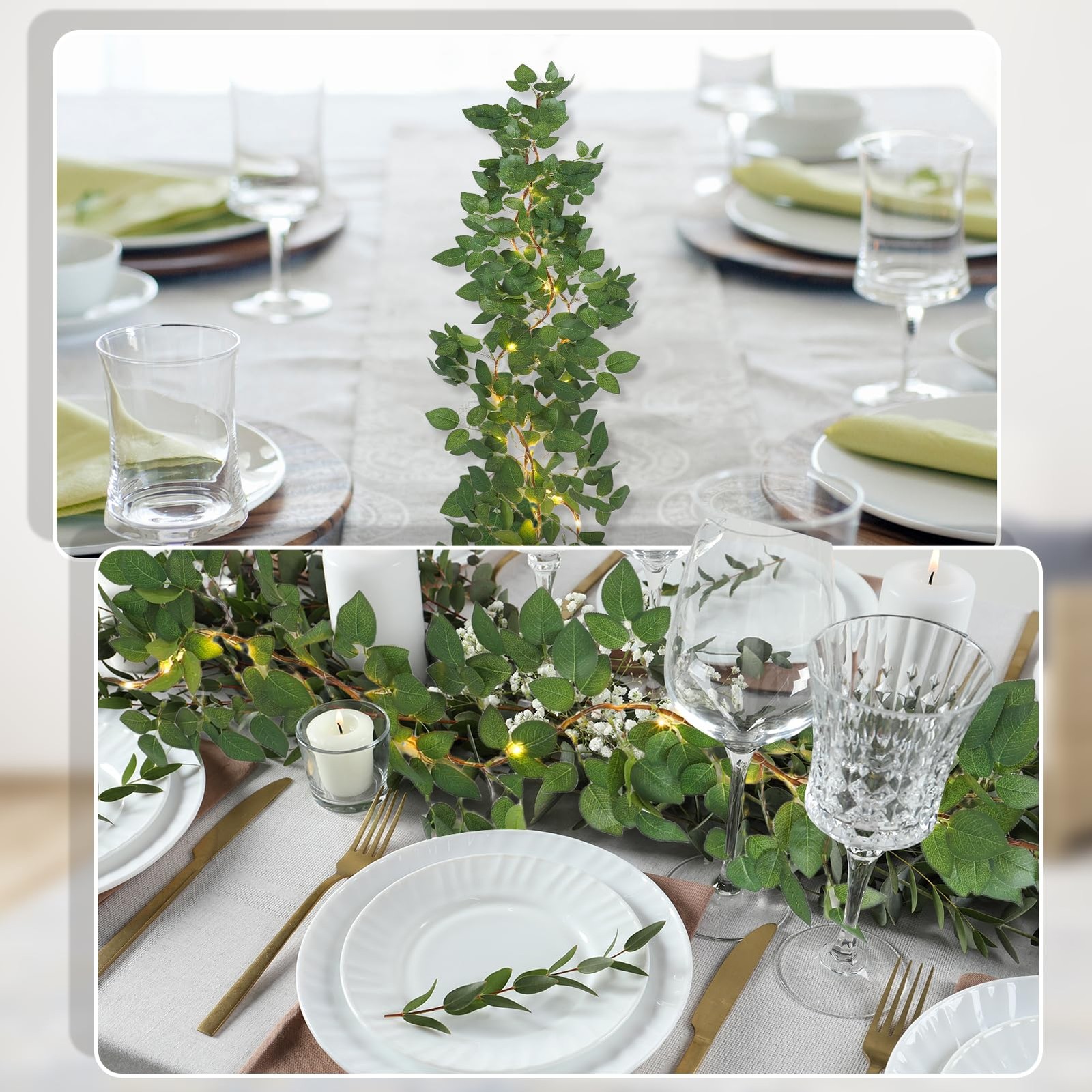2Pcs Fake Ivy Vines with Fairy Lights, 5Ft Artificial Light Up Spring Leave G…