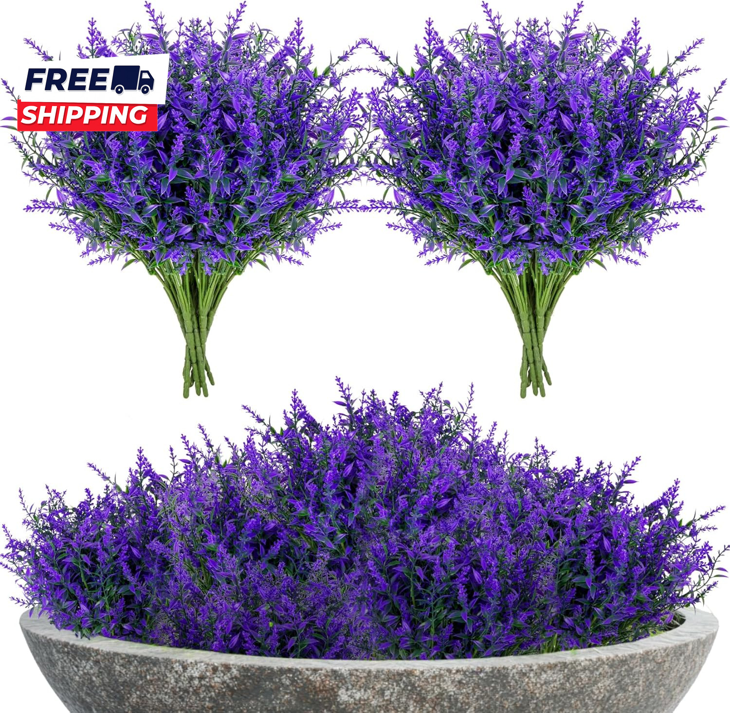 Artificial Lavender Flowers 7 Pcs Artificial Flowers Faux Lavender Plants