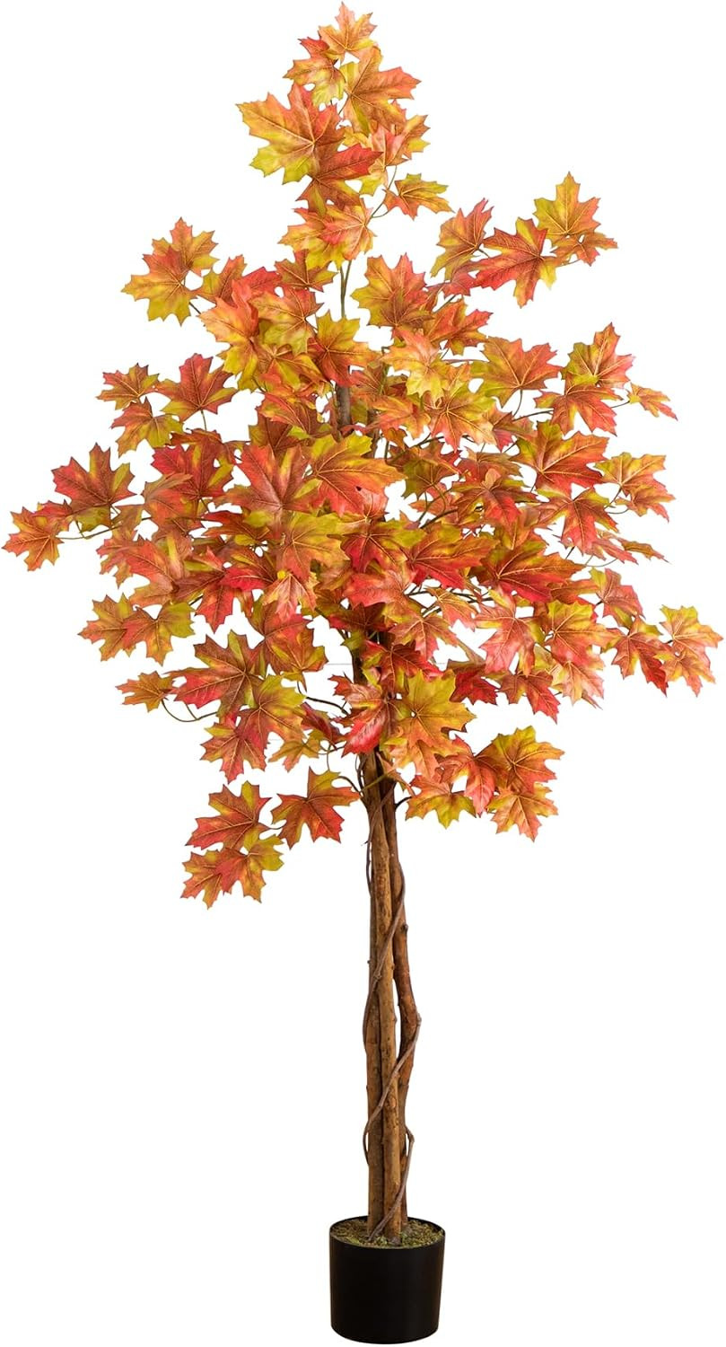 5-FT Deluxe Autumn Artificial Maple Tree, Faux Fall Décor for Home, Decorations