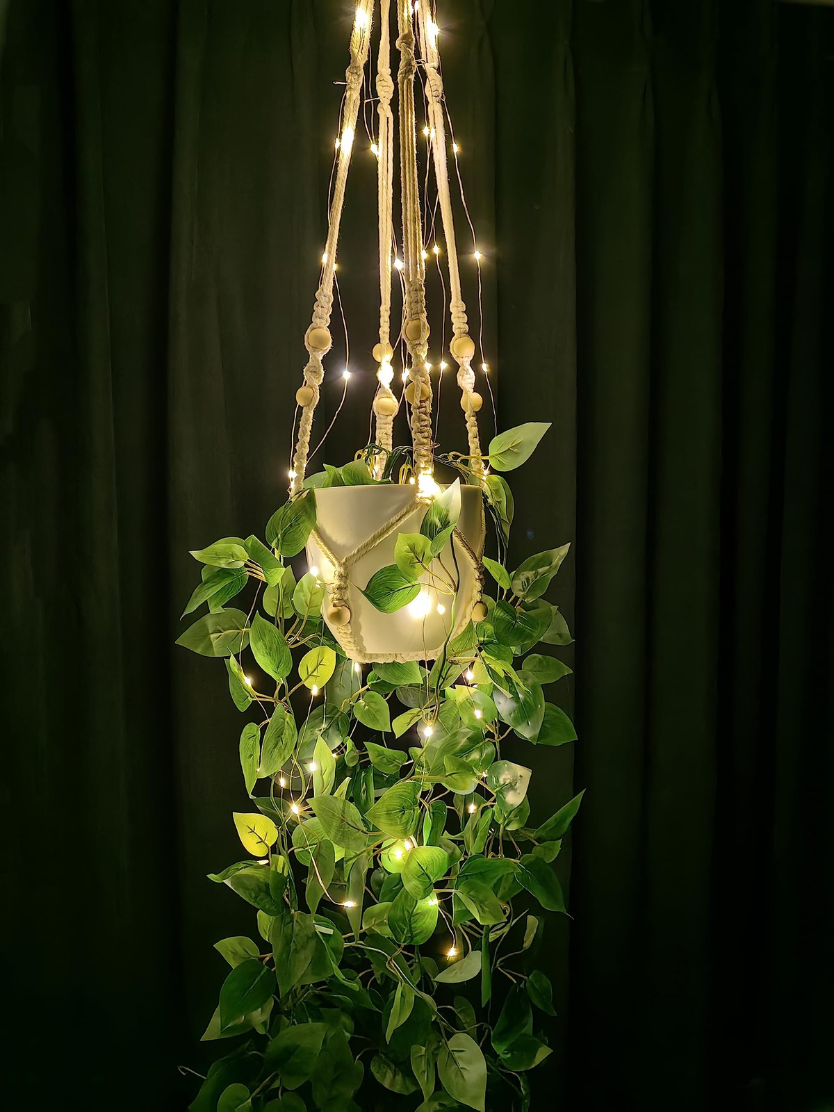 Fake Hanging Plants with Lights Artificial Plants for Home Decor Macrame Plan…
