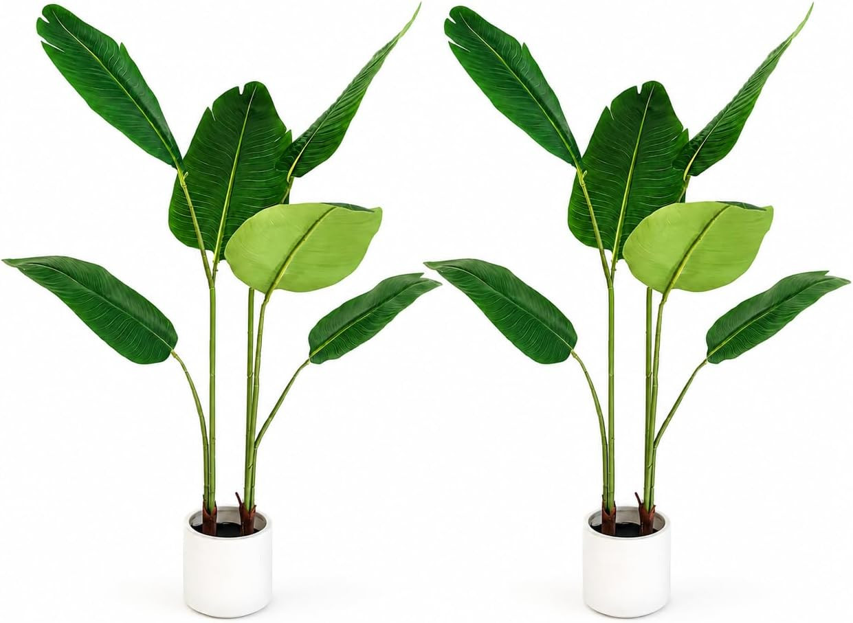 Artificial Bird of Paradise Plant 3.3Ft, Faux Banana Leaf Tropical Trees with 6