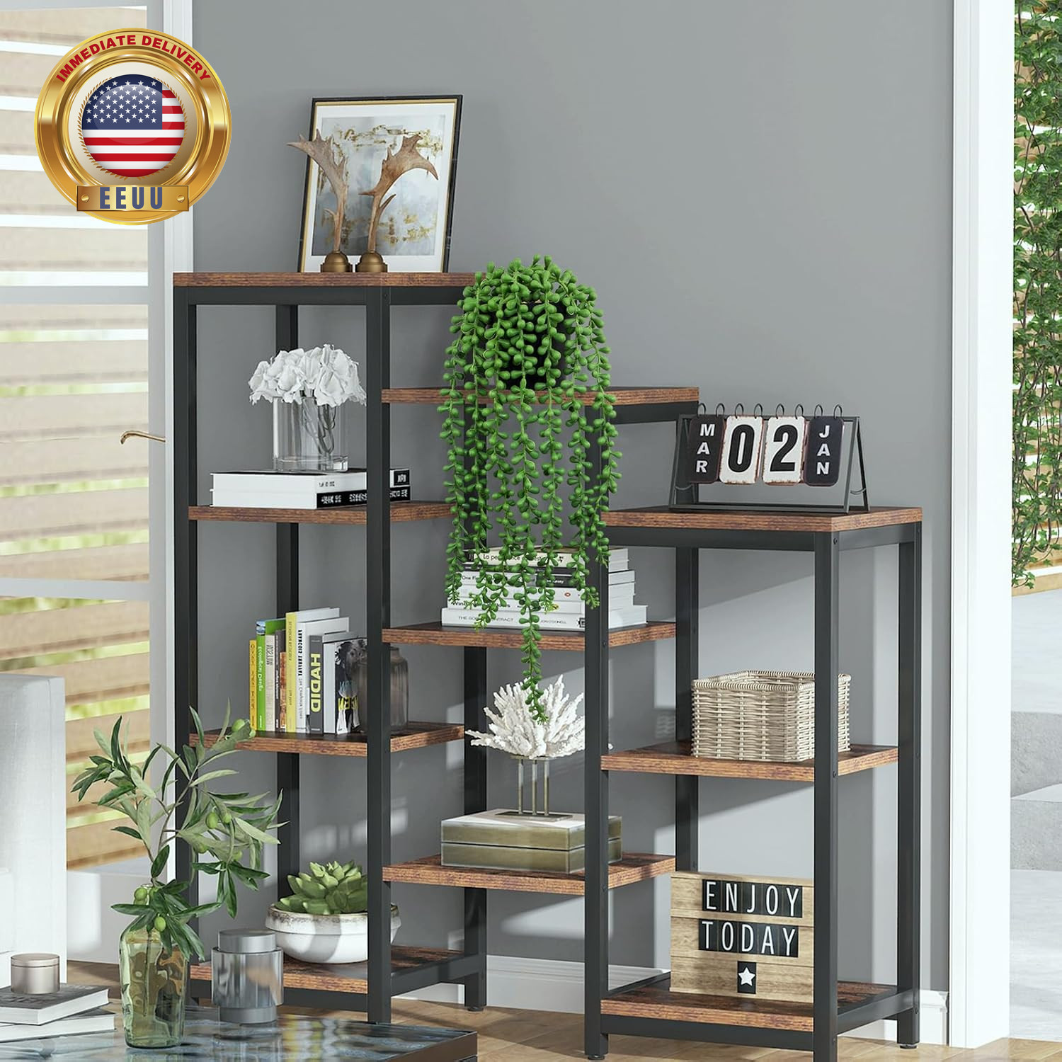 Fake Plants Indoor Artificial String of Pearls Plant in Black Pots, Realistic Gr