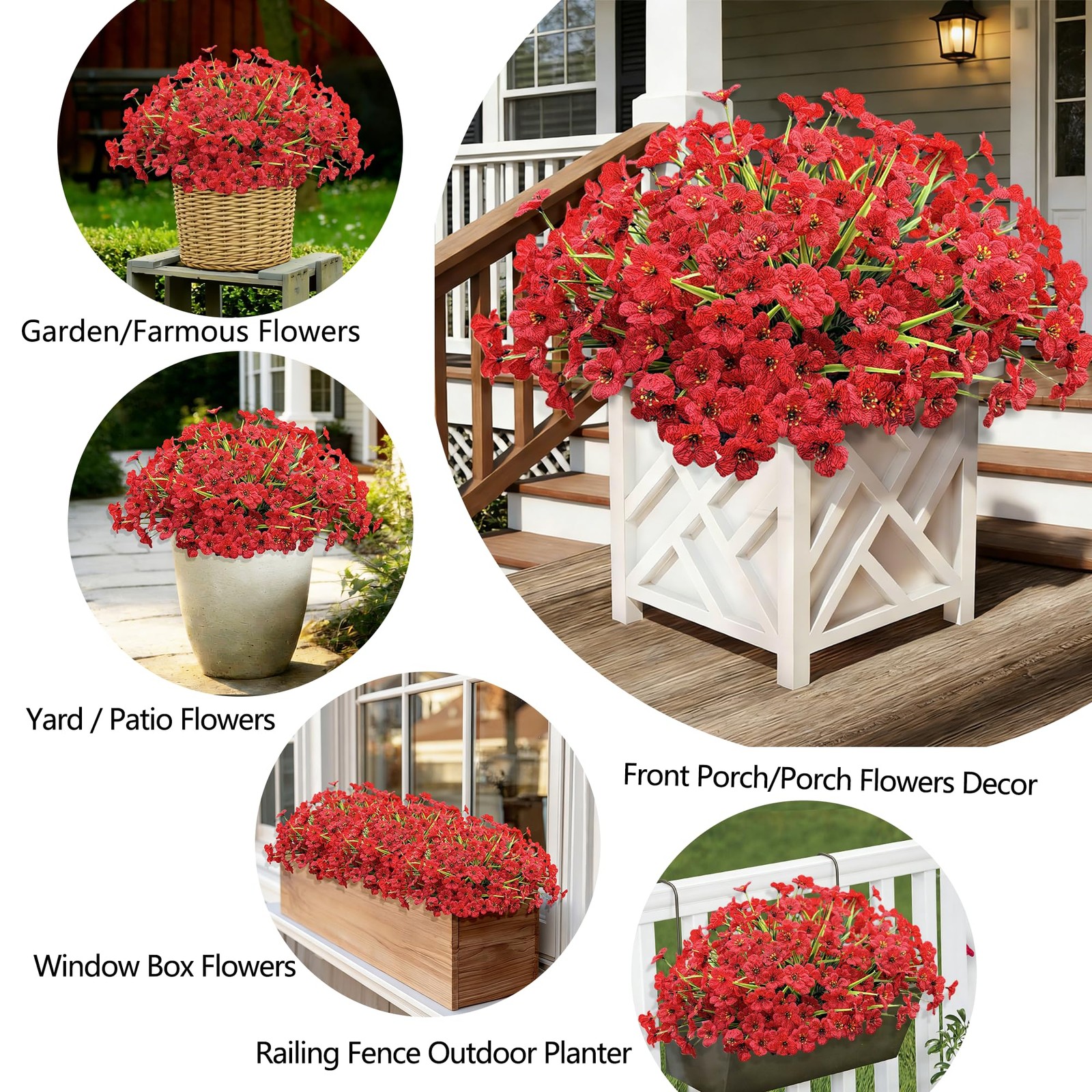 20 Bundles Artificial Flowers for Outdoors, UV Resistant Fake Flowers with Pl…