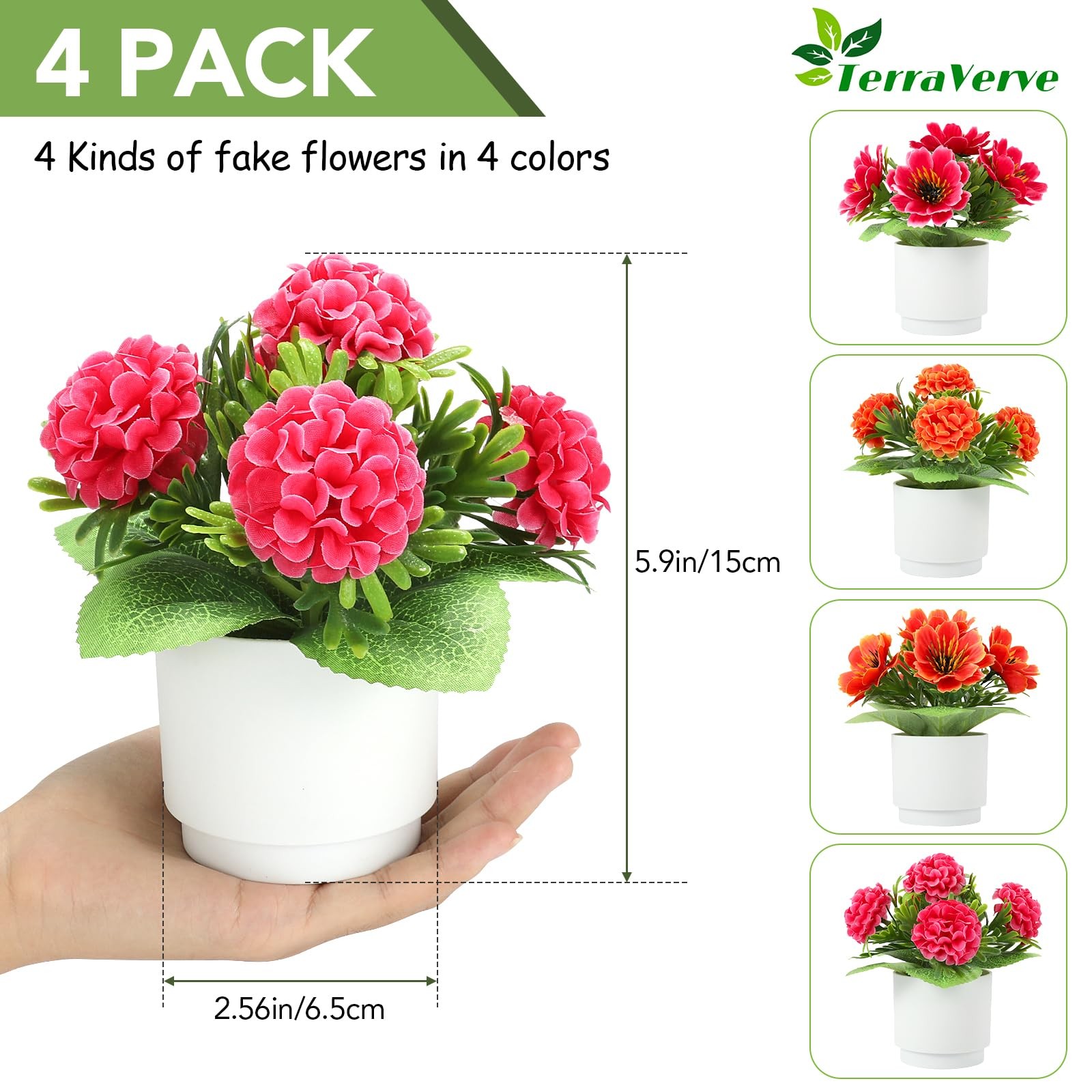 Artificial Plants Set of 4，High Rating Artificialke Flowers|Red Silk Flowers …