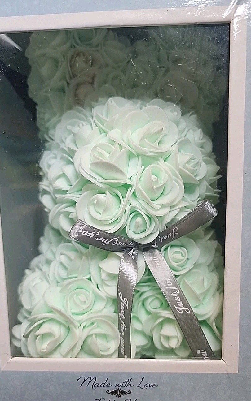 Always And Forever Flower Bunny Green Rose With Box New- Artificial Flowers