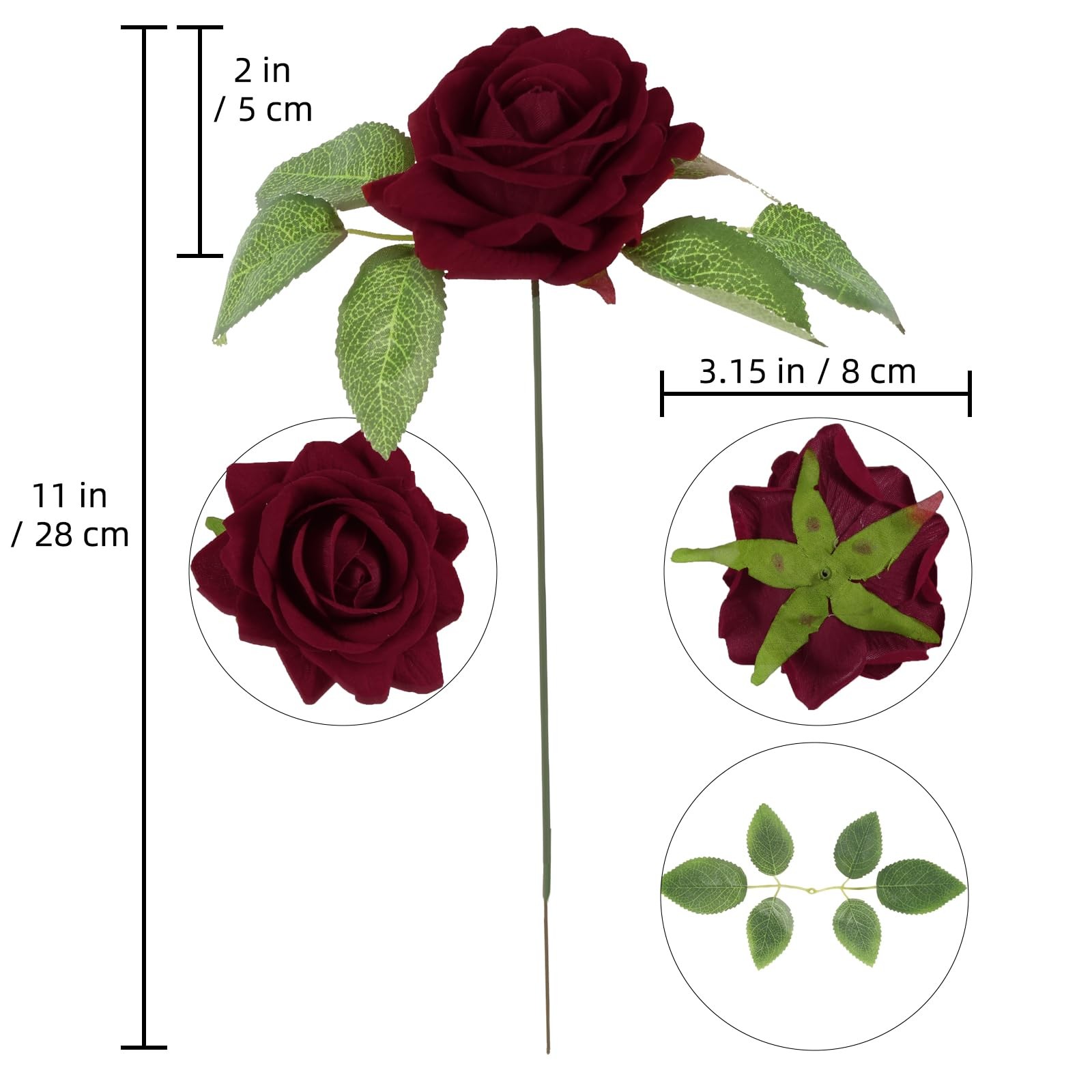 Burgundy Roses 16pcs Velvet Artificial Roses Maroon Flowers 3.15″ Silk Roses …