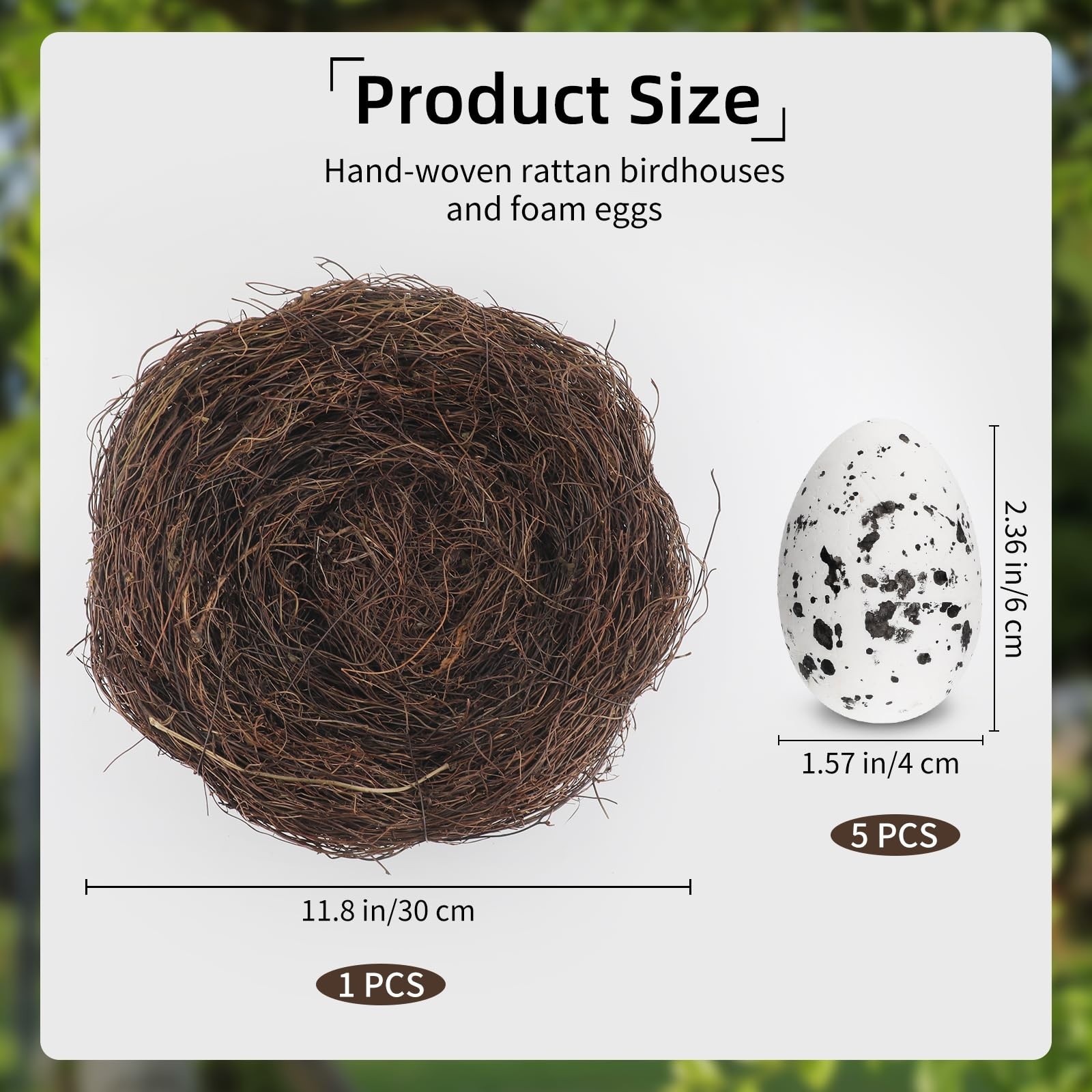 6Pcs 12″ Large Artificial Bird Nests with Eggs for Crafts & Spring Decor