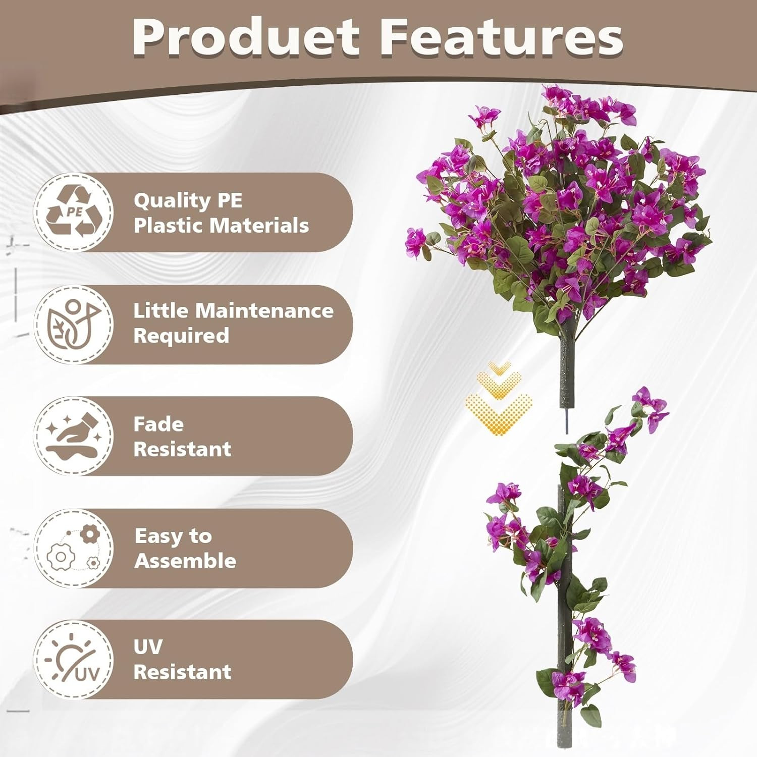 4FT Artificial Bougainvillea Trees – 2 Pack Faux Silk Flowers for Indoor/Outdoor