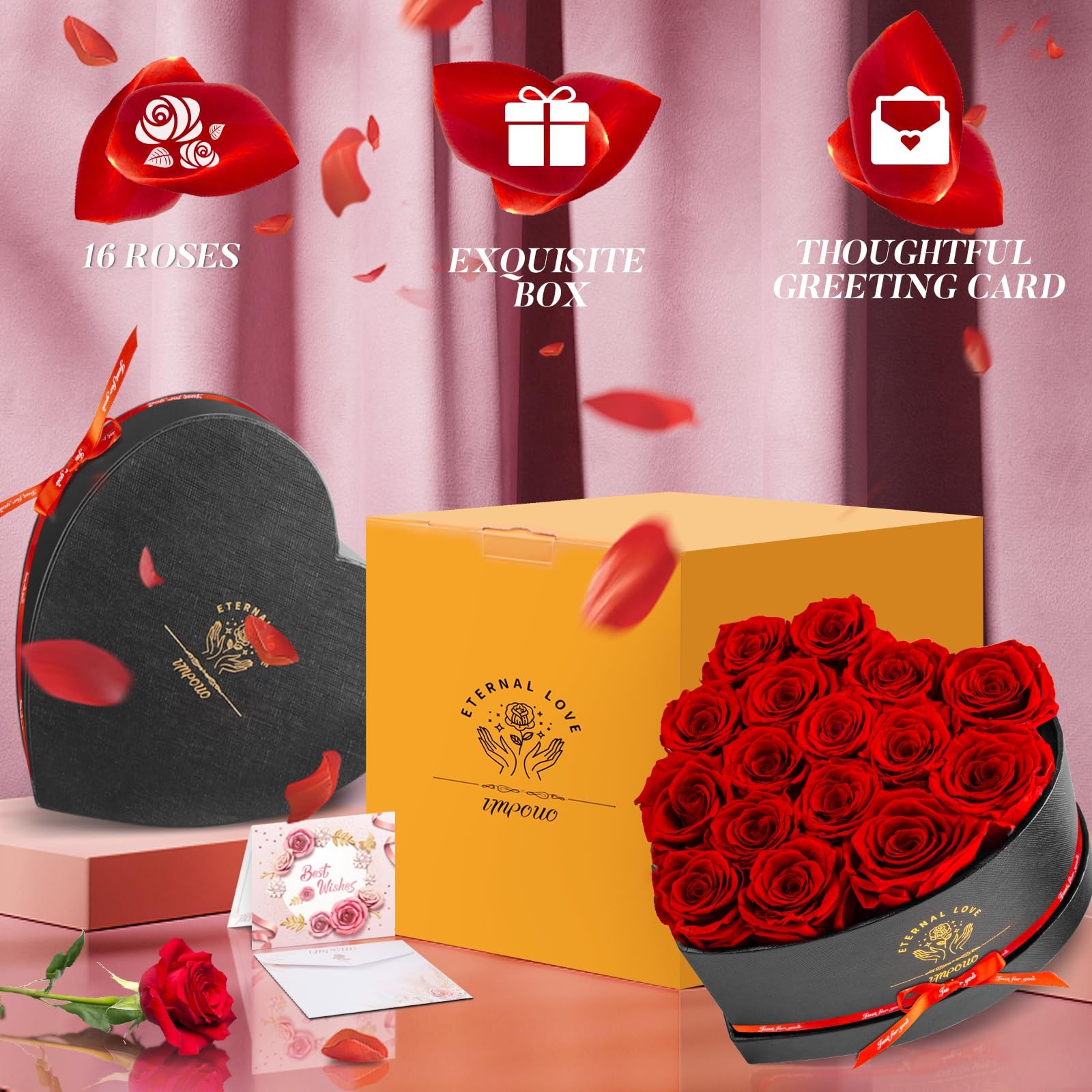 16-Piece Preserved Rose Birthday Gifts for Women, Eternal Rose Preserv…