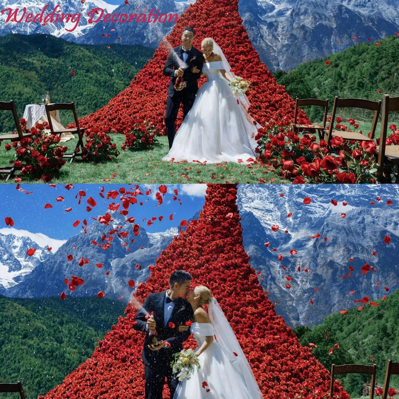 2200 PCS Dark-Red Silk Rose Petals Romantic Wedding Proposal Anniversary Decor