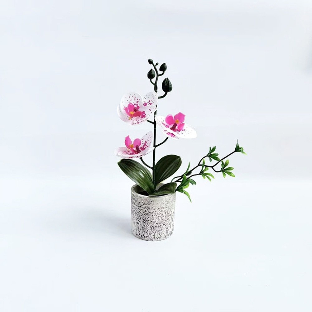 Realistic Artificial Butterfly Orchid Potted Plant 25.5cm for Wedding Decor