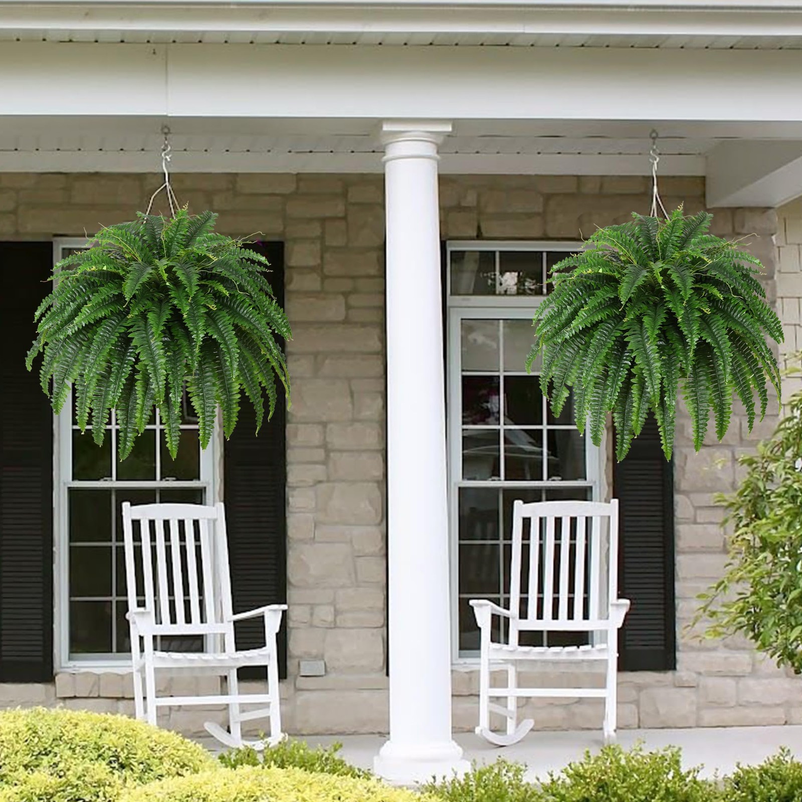 Single Silky Artificial Boston Fern Bush, 43Inch Large Artificial Ferns for O…