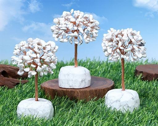 White Howlite Crystals Tree Natural Crystals Gemstones Base Copper Wire Tree …