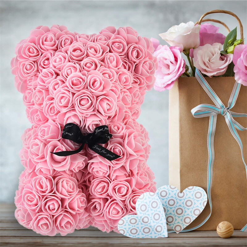 Valentine’s Day Gift Rose Bear Flower Rose Teddy Bear Foam Bear 25cm Valentines