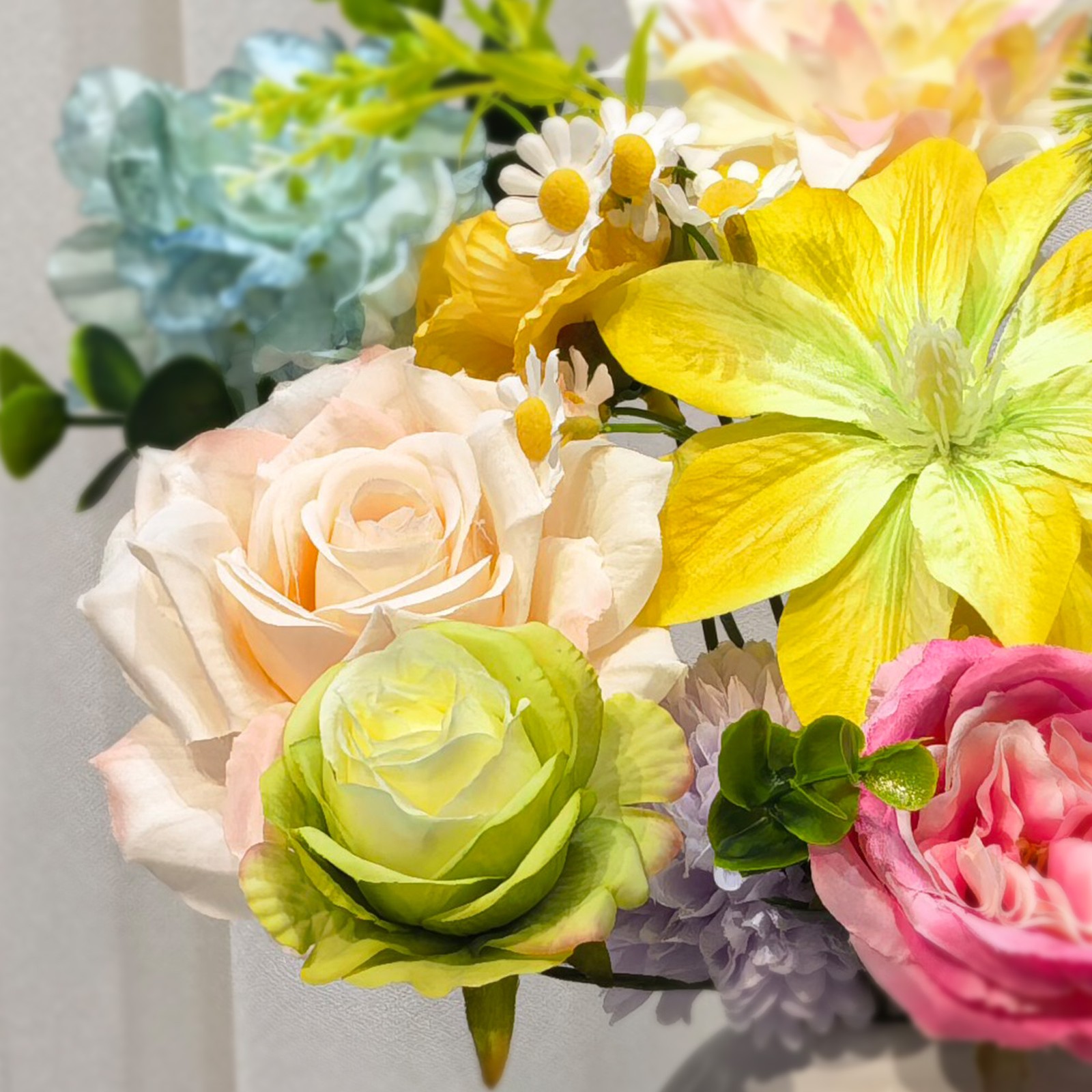 30PCS Artificial Silk Flowers Bulk for Home Decor Faux Floral Stems w/ Iron Wire
