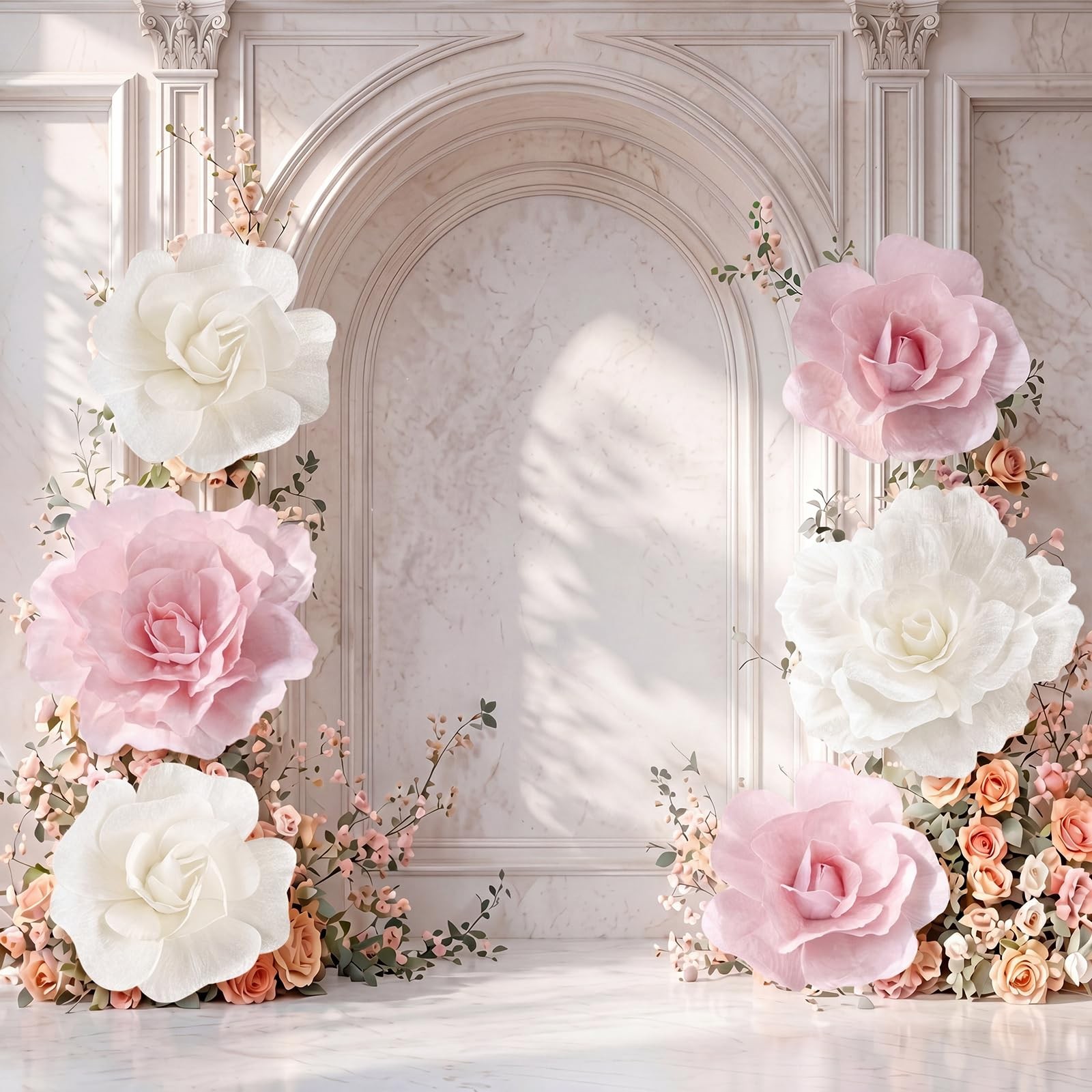 6 Pcs Artificial Giant Flowers for Decoration 12, 20 Inch Wedding Large White…
