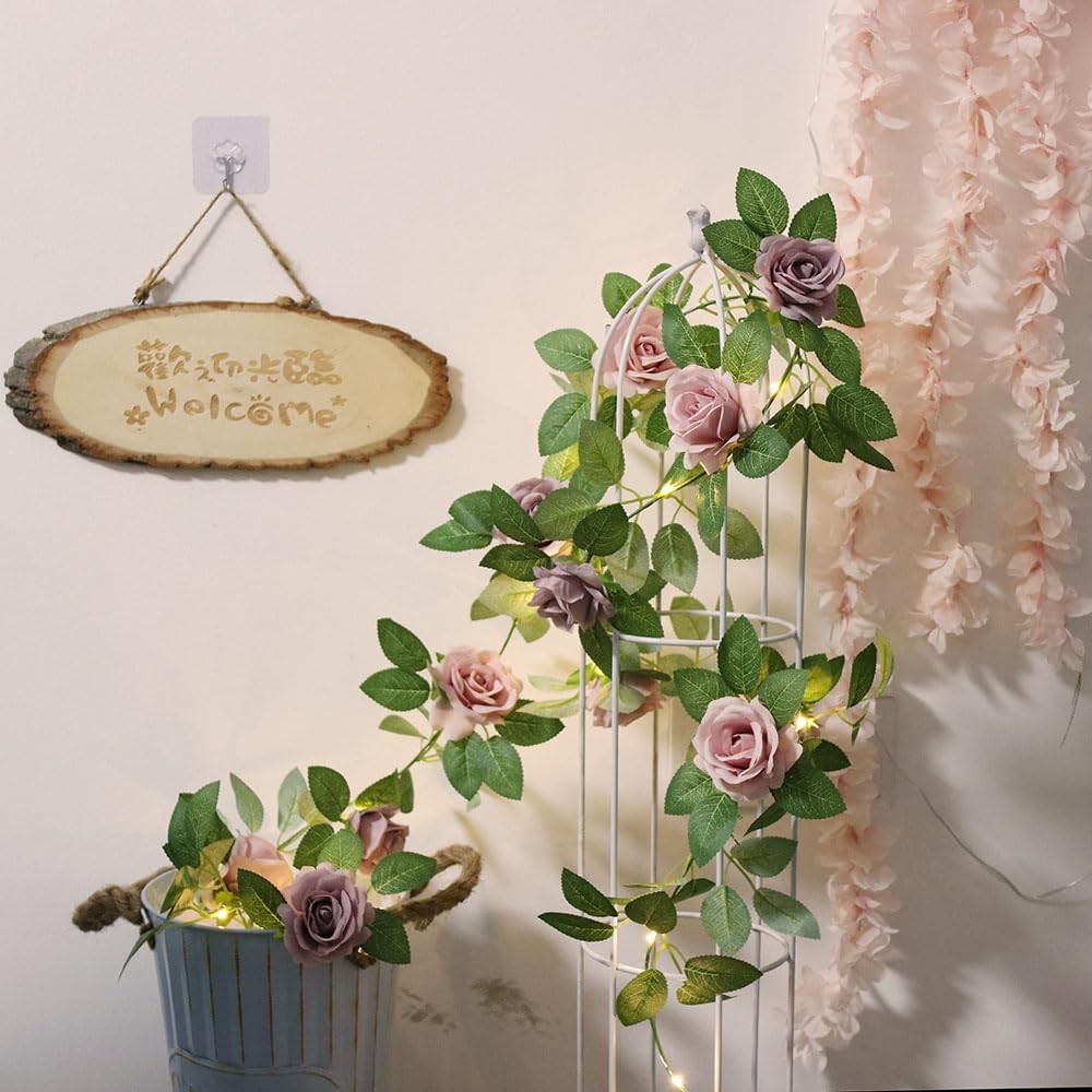6FT Artificial Flower String Lights Battery Operated Rose Floral Garland with…
