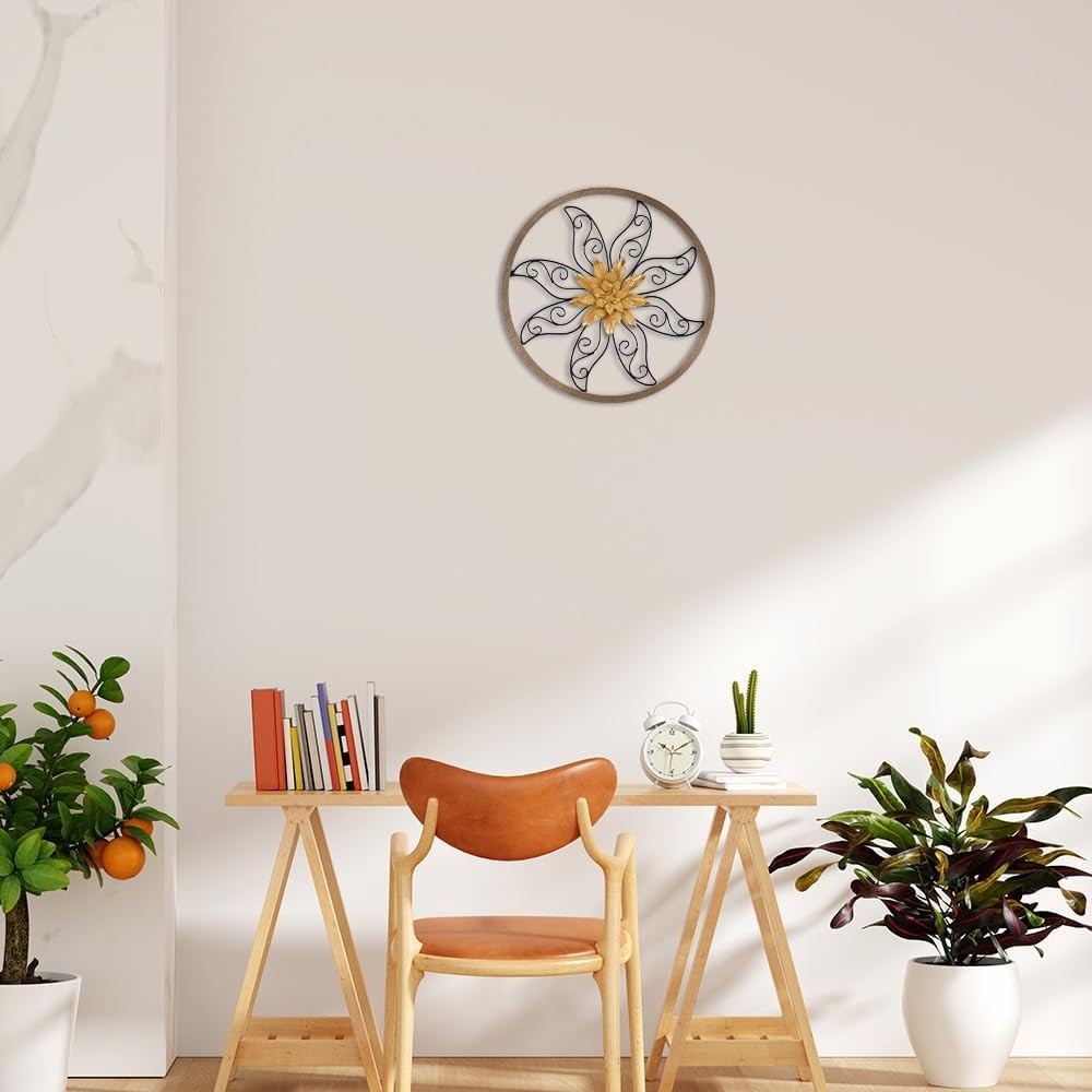 Interchangeable Flower Wall Decor hogardeck 11″ Metal Wood Floral Art