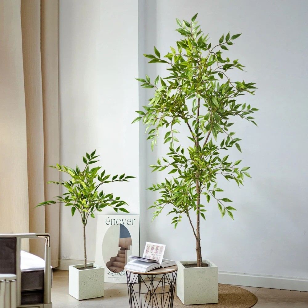 Artificial Nandina Plant Tall Fake Tropical Palm Bamboo Leaves Decor