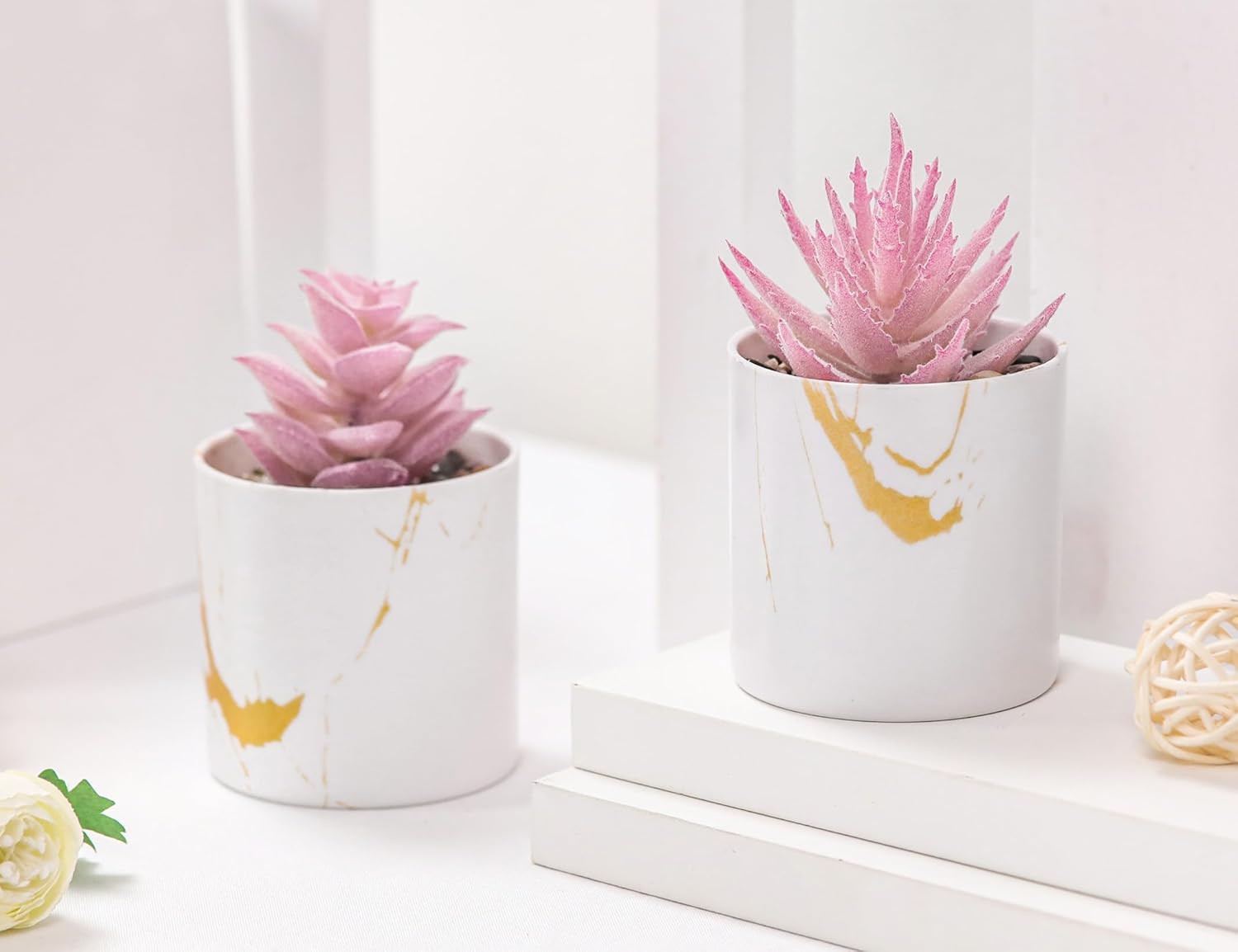 Set of 2 Succulents Plants Artificial Mini Fake Succulents Plants Graduation Gif