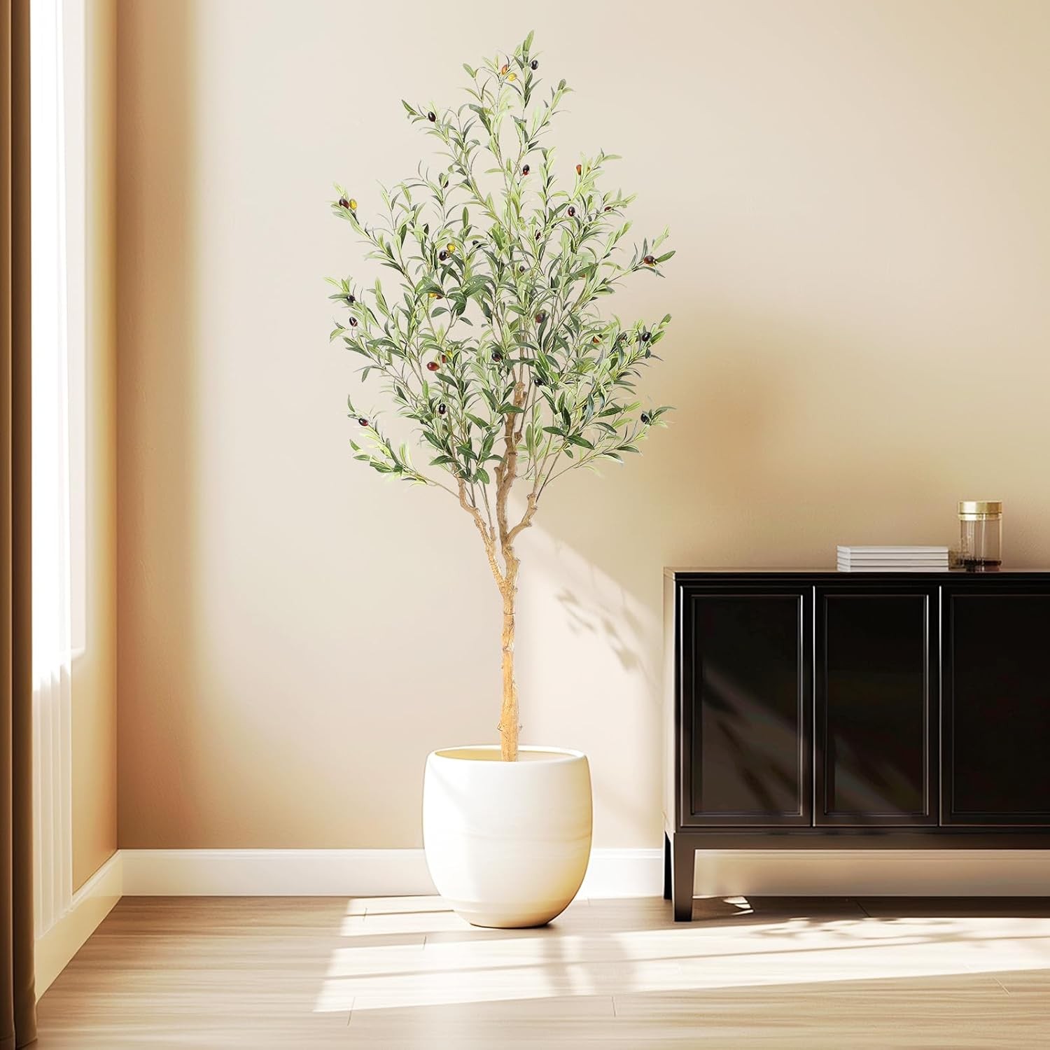 Nearly Natural Artificial Indoor Silk Faux Olive Tree for Home and Office Decor