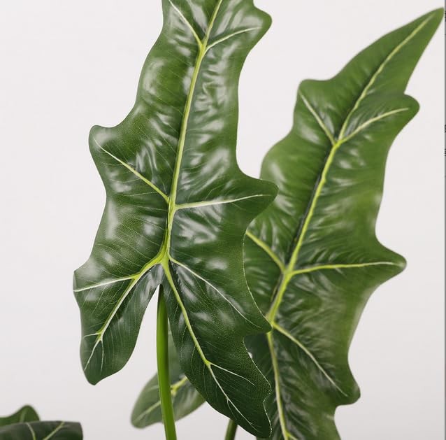 Fake Plants Tall 29″ Lifelike Taro Leaf Plant with 7 Trunks Green Leaves
