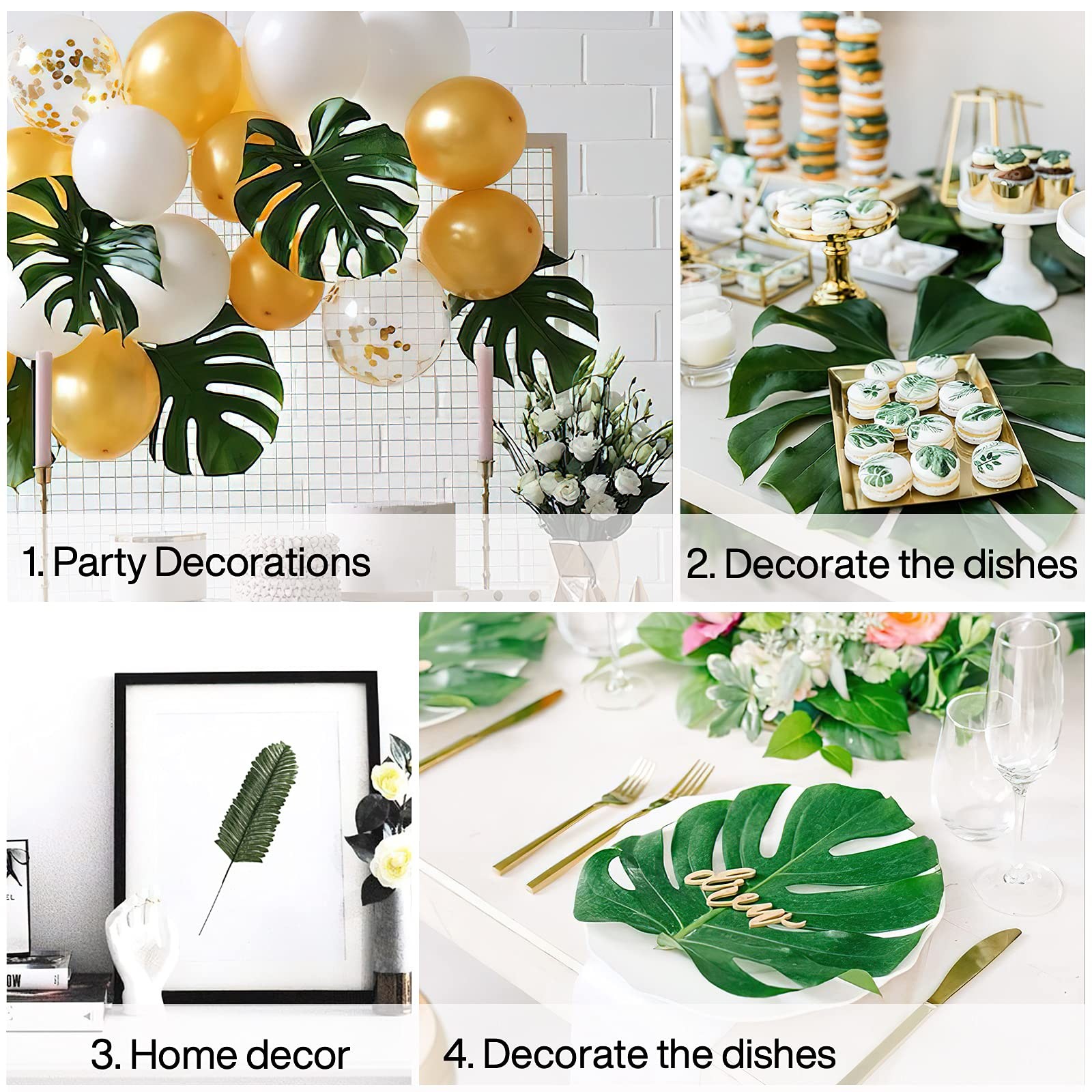 Palm Leaves, 34 pcs Fake Artificiall Palm Leaves, Summer Tropical Fiesta Part…