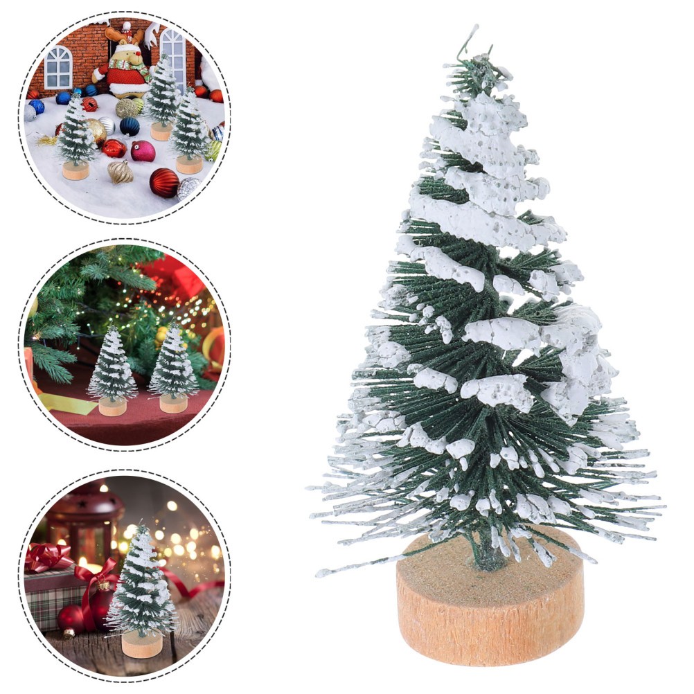 10 Pcs Mini Christmas Tree Ornaments 5 Cm Snow Covered Pine for Xmas Party Decor
