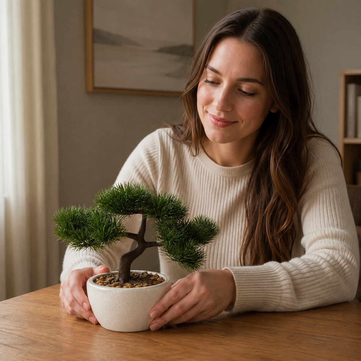 10″ Cedar Bonsai Artificial Tree in Decorative Planter