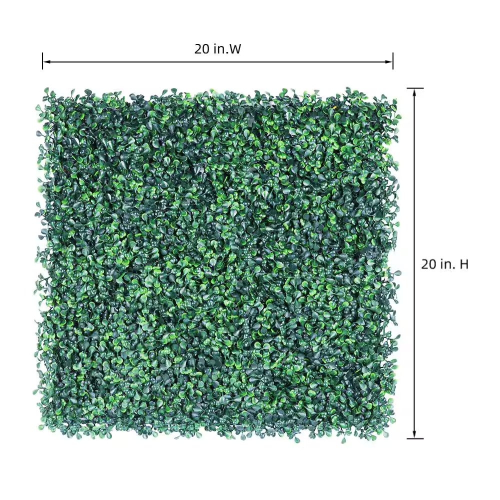 24 Piece 20 In. H X 20 In. W Green PE Artificial Boxwood Hedge Grass Wall Backdr