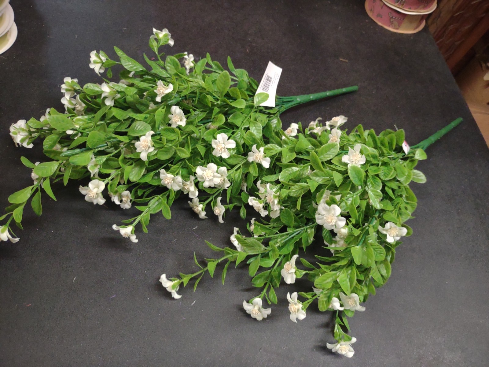 Set of 2: White Silk Mini Daisy Bush, “Jacob’s Ladder” Miniature Flower Blooms