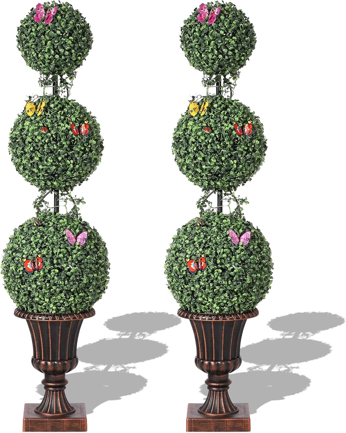 4FT Artificial Ball Topiary Trees (Set of 2) – UV Resistant Outdoor Plants