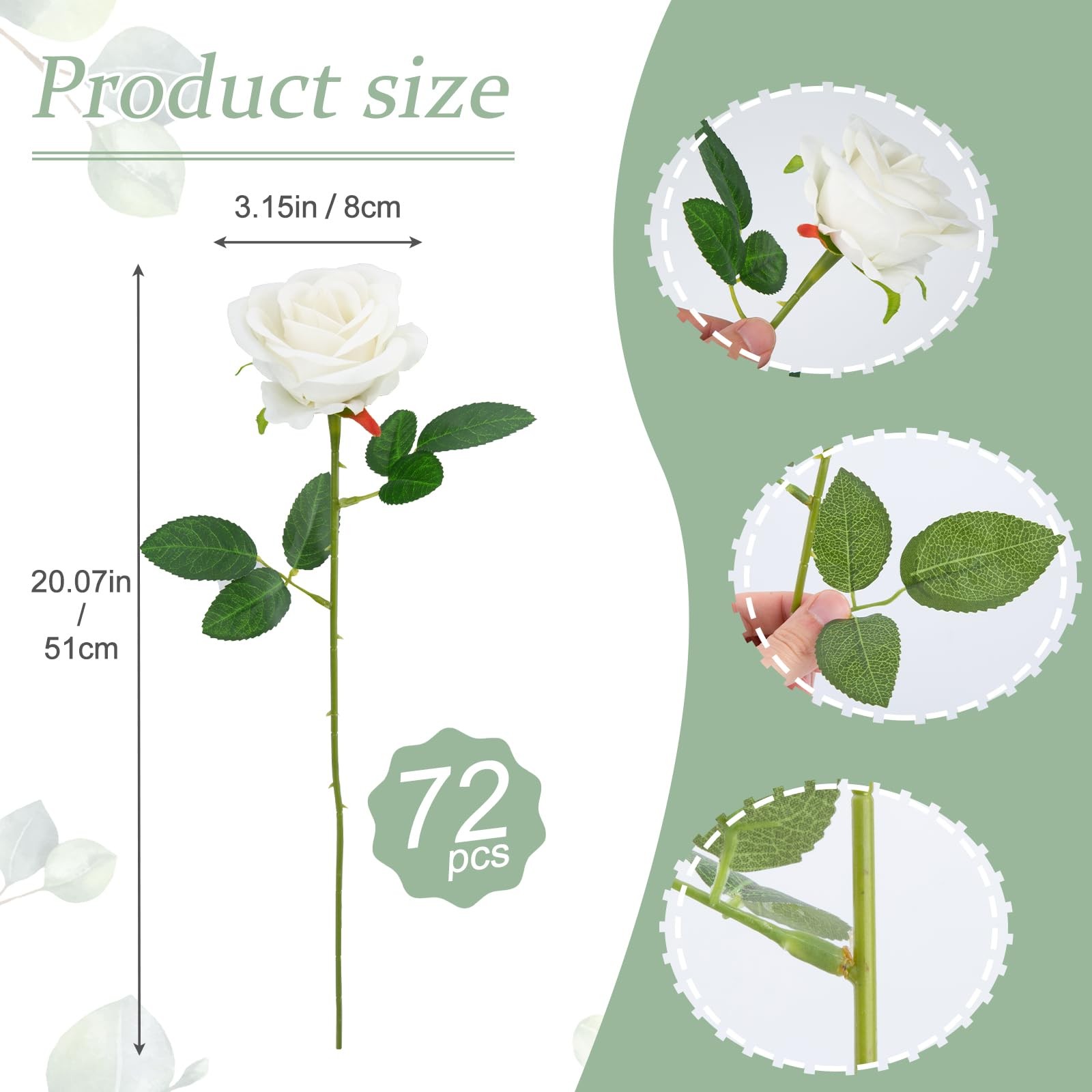 72pcs White Roses Artificial Silk Fake Flower Bulk for Home Decor