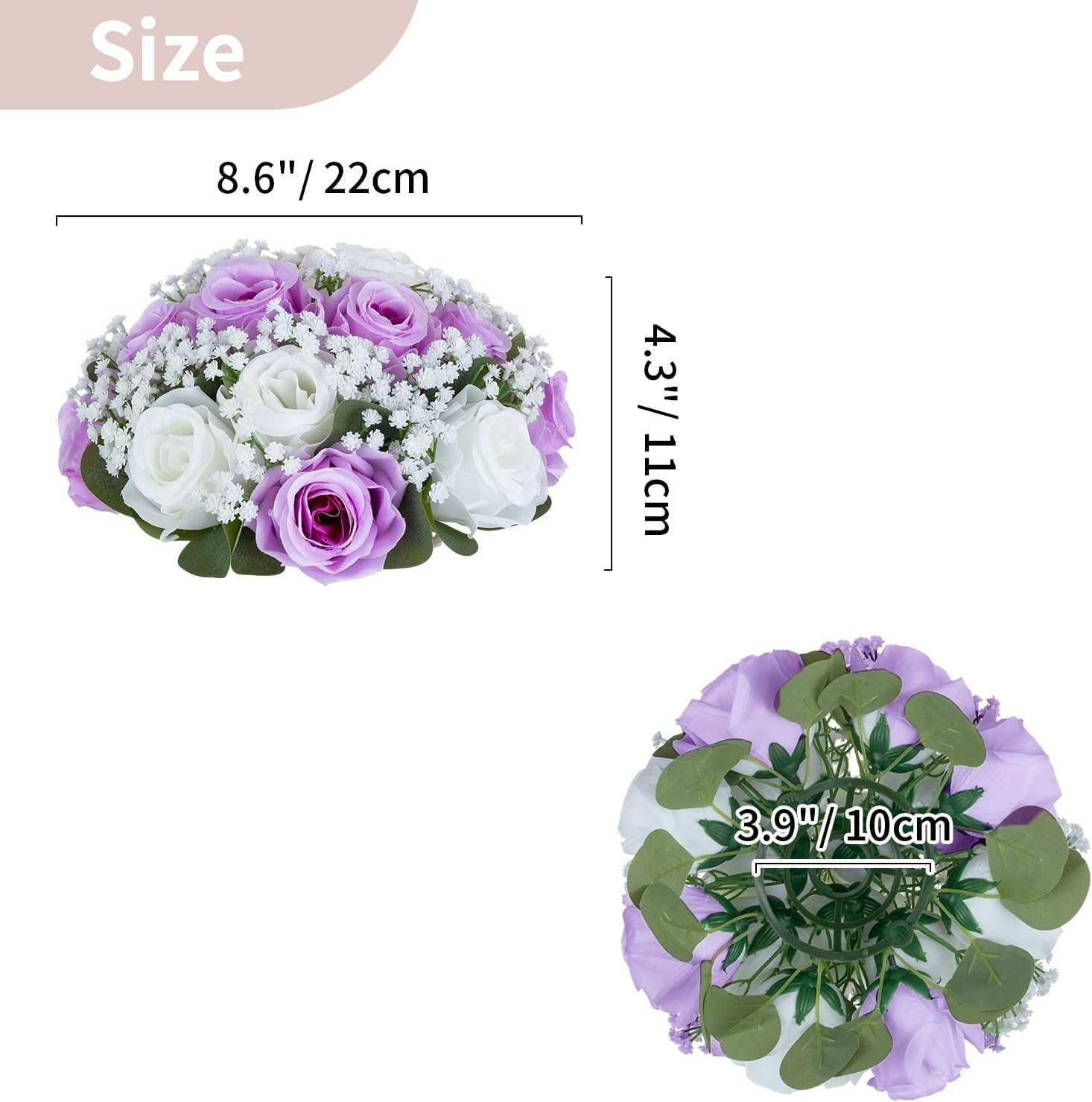 NUPTIO Flower Balls for Table Centerpieces: Purple & White Artificial Rose