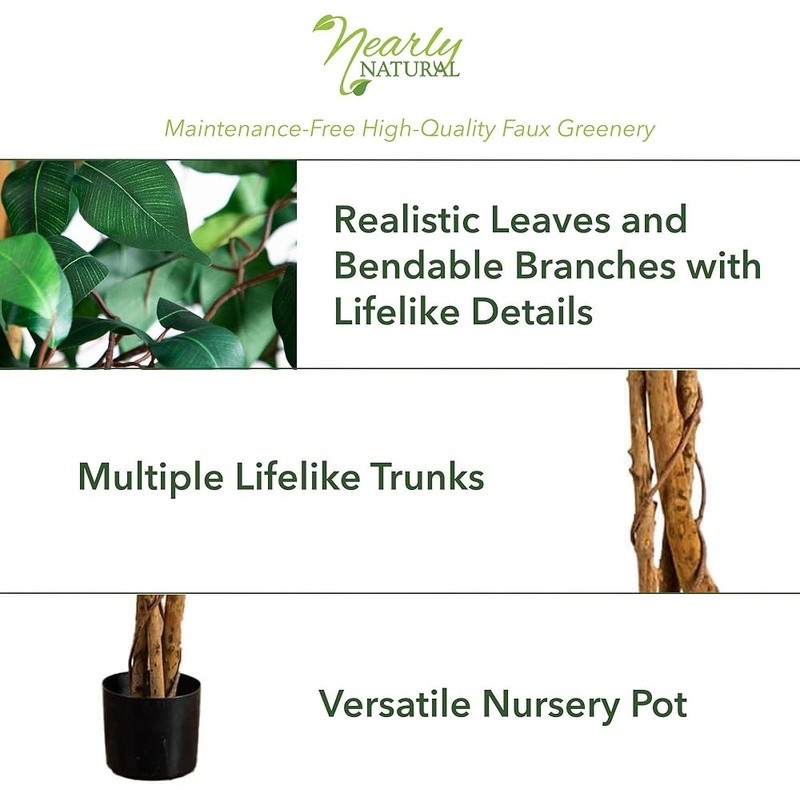 Lifelike Ficus Artificial Tree Maintenance Free Indoor Decor Versatile Accent US