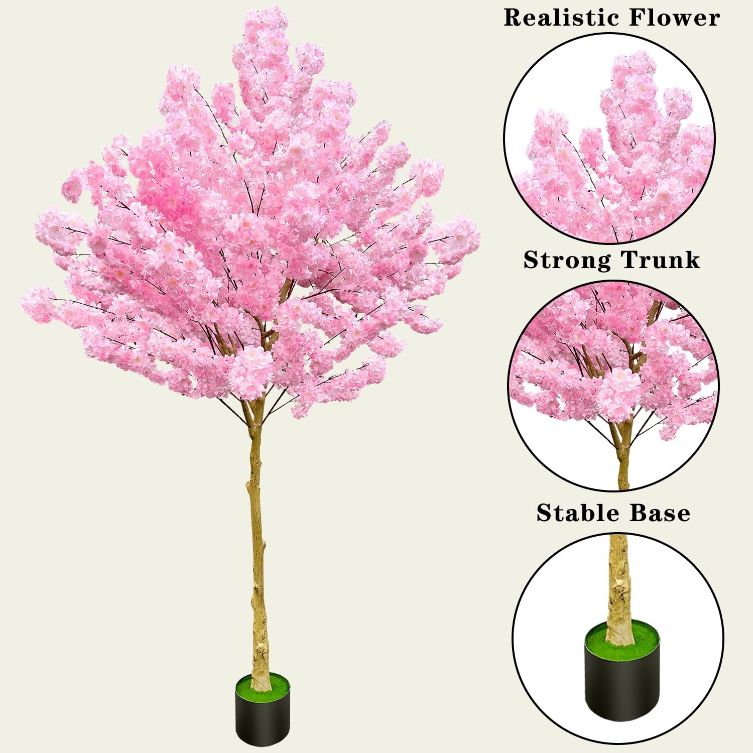 Artificial Cherry Blossom Tree 8.5ft, Faux Cherry Blossom Tree Fake Pink Arti…