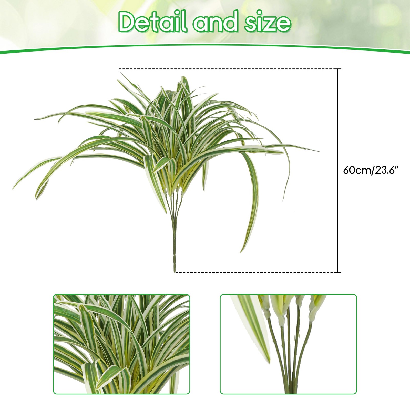 2 Packs Artificial Spider Plant Large 23.6In Fake Greenery Plants UV Resistan…