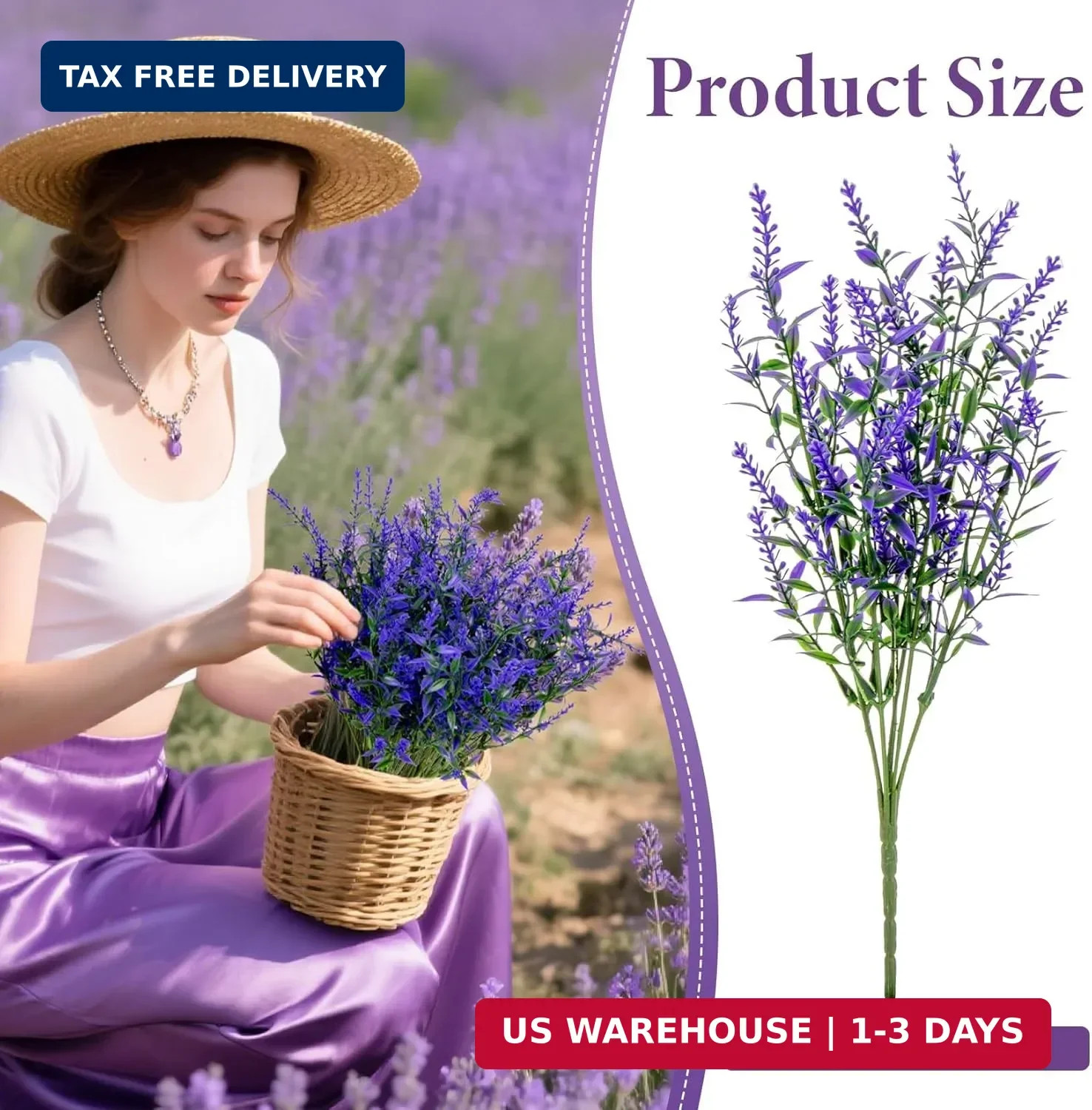 Artificial Lavender Flowers – 7 Pcs Artificial Flowers for Outdoors Faux Lavende