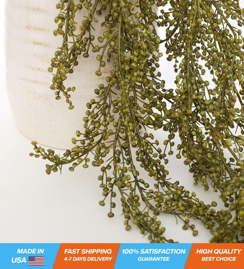 Artificial Hanging Sedum Greenery Bush – 30 Inch Sweet Annie Faux Vine