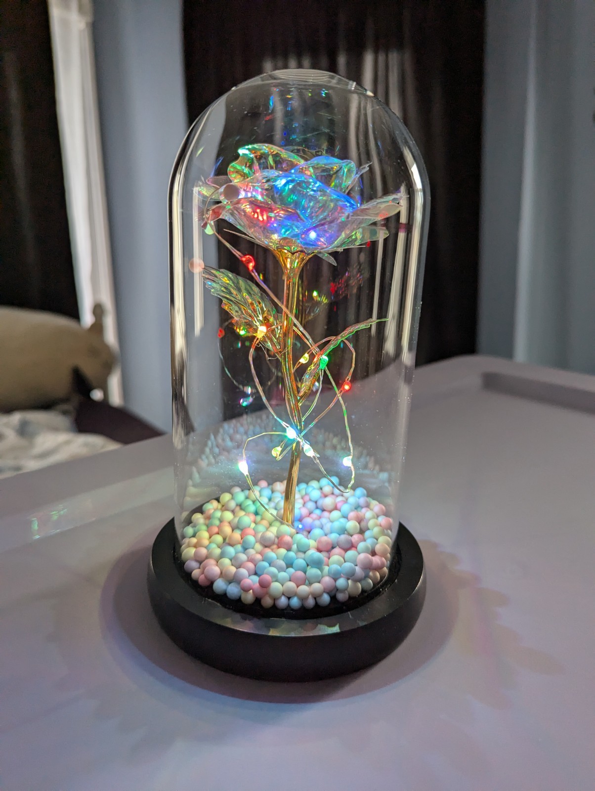 Forever Light Up Rose In Glass Dome Enchanted Rose With LED and Fairy Lights