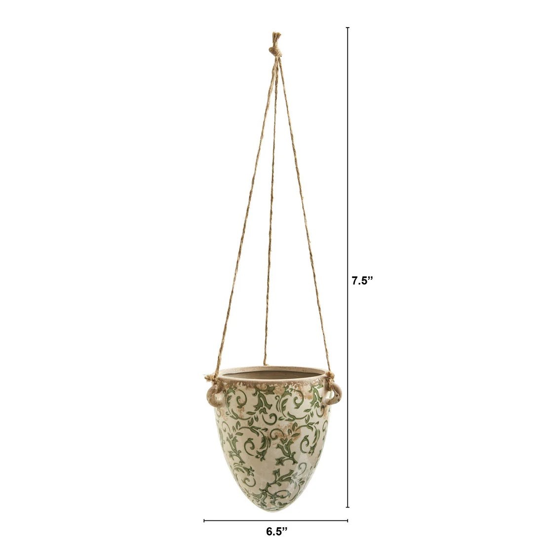 2′ Tuscan Hanging Ceramic Scroll Planter