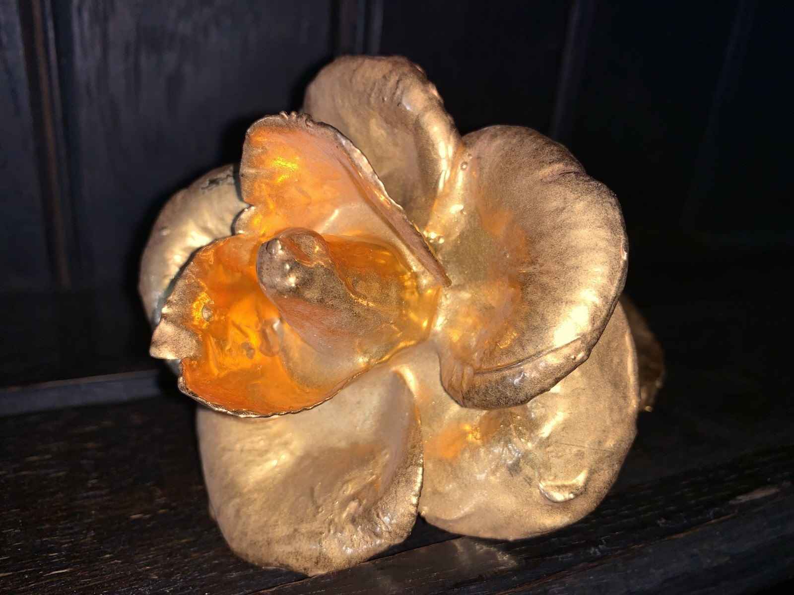 24kt Gold Long Stem Tall Gold Dipped Rose In Great Condition 12” X 4” X 3”