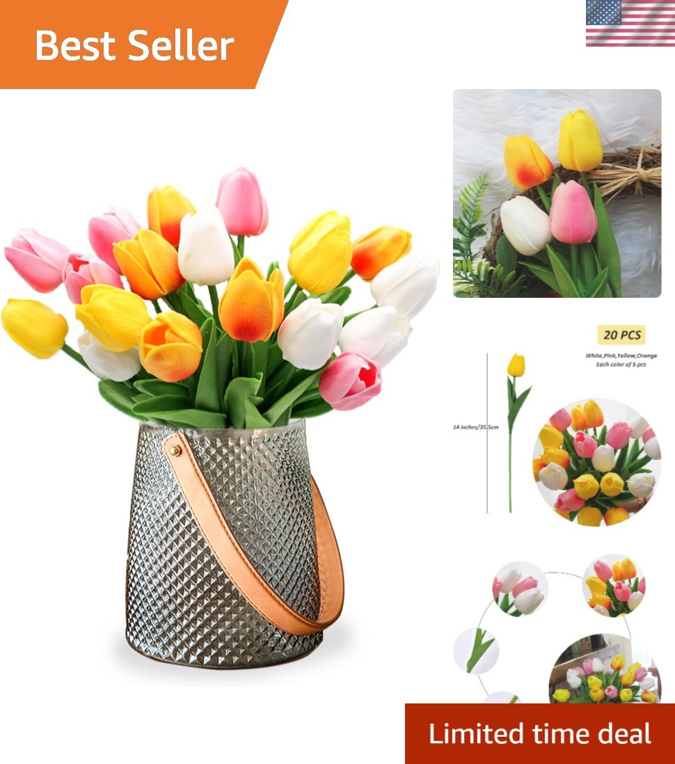 Realistic 14-inch PU Tulips – Beautiful Artificial Flowers for Home & Parties