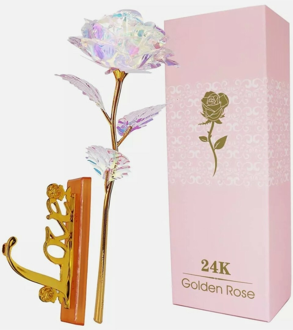Galaxy Rose with “Love” Stand Great Gift for Mothers Day, Birthday, Anniversary