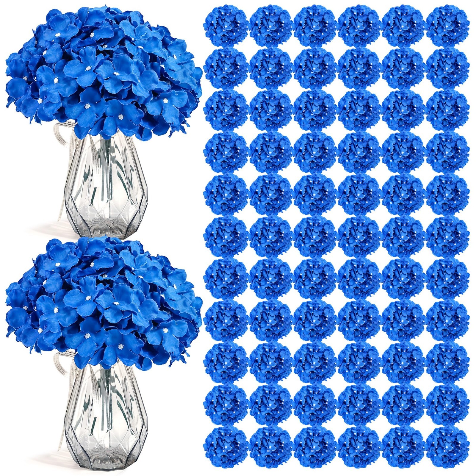 104 PCS Royal Blue Silk Hydrangea Flowers with Stems – DIY Wedding, Home, Party