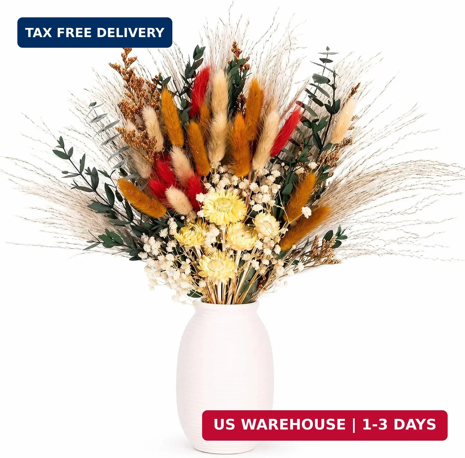 Handmade Bohemian Dried Flower Bouquet – Spring Summer Flowers Arrangement with